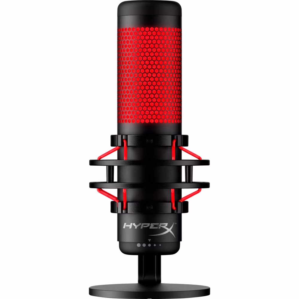 Open Box HyperX QuadCast - USB Condenser Gaming Microphone for PC, PS4, PS5 and Mac, Anti-Vibration Shock Mount, Four Polar Patterns, Pop Filter, Gain Control, Podcasts, Twitch, YouTube, Discord