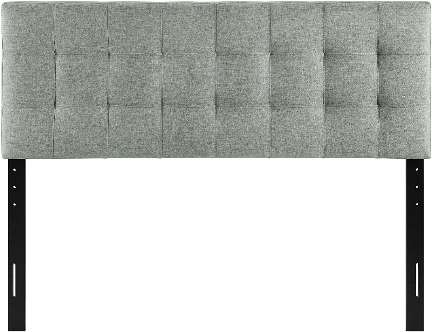 QCAI Lily Tufted Linen Fabric Upholstered King Headboard in Gray