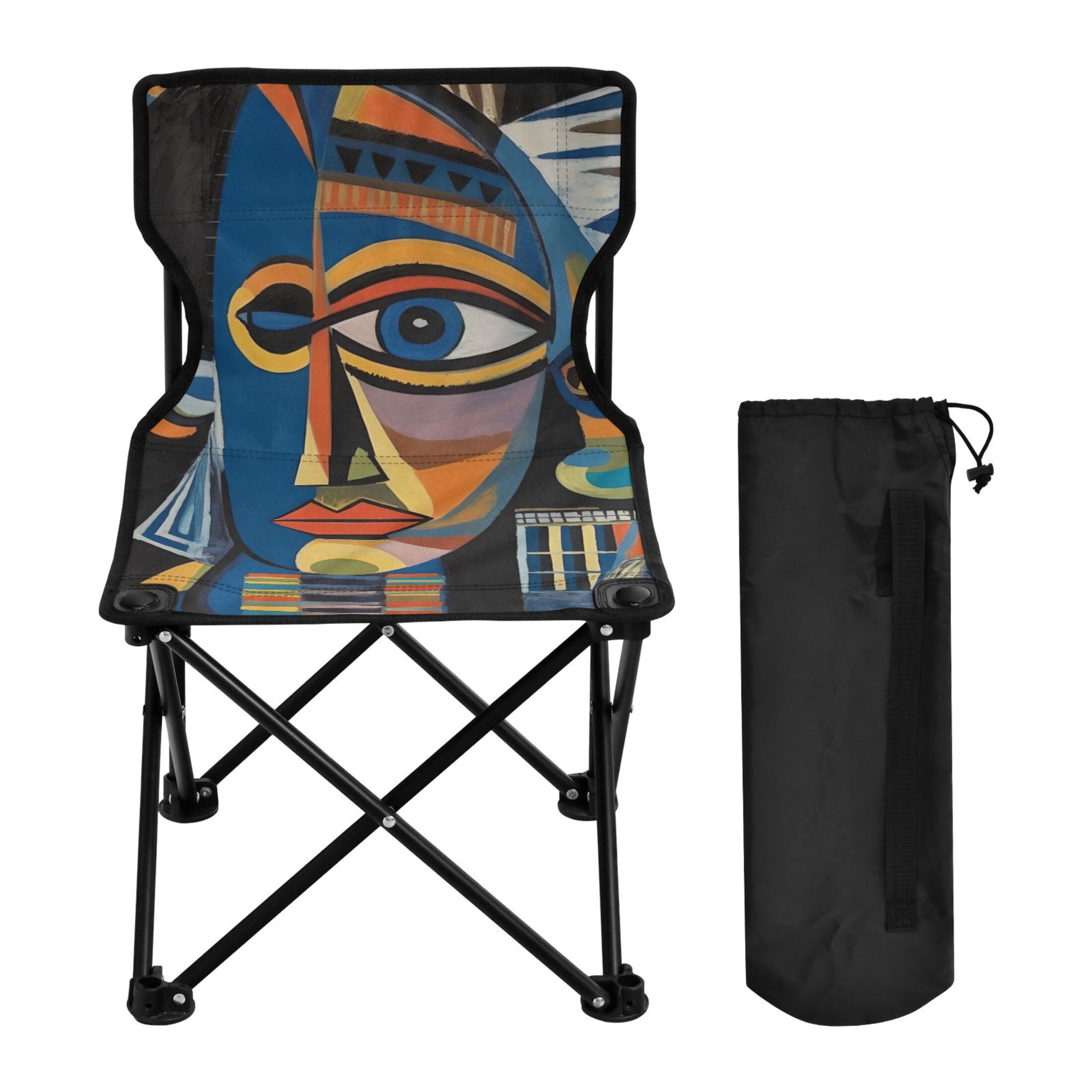 Indian Abstract Print Portable Camping Chair Outdoor Folding Beach Chair Fishing Chair Lawn Chair with Carry Bag Support to 220LBS