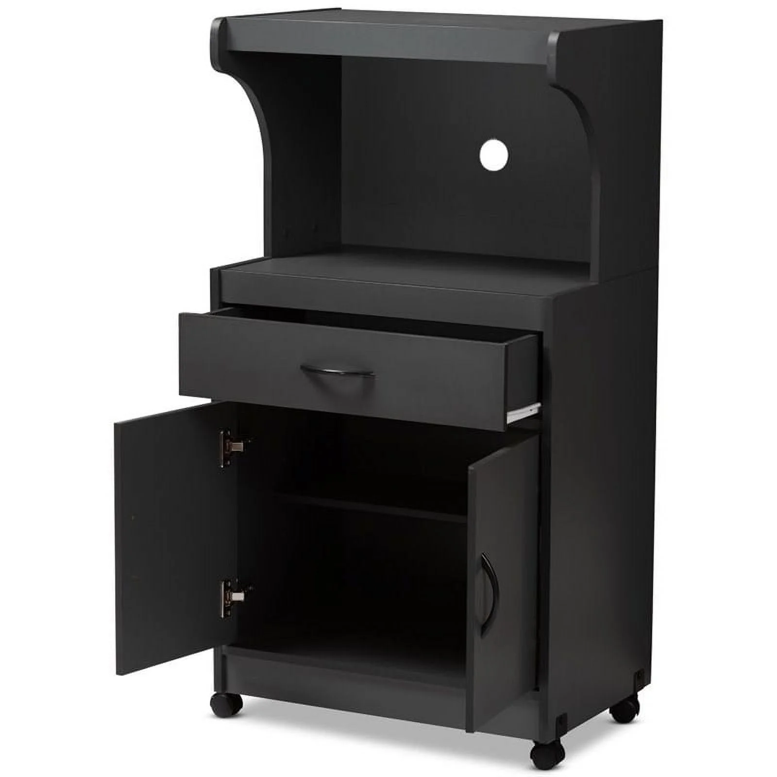 Bowery Hill Microwave Stand in Dark Grey