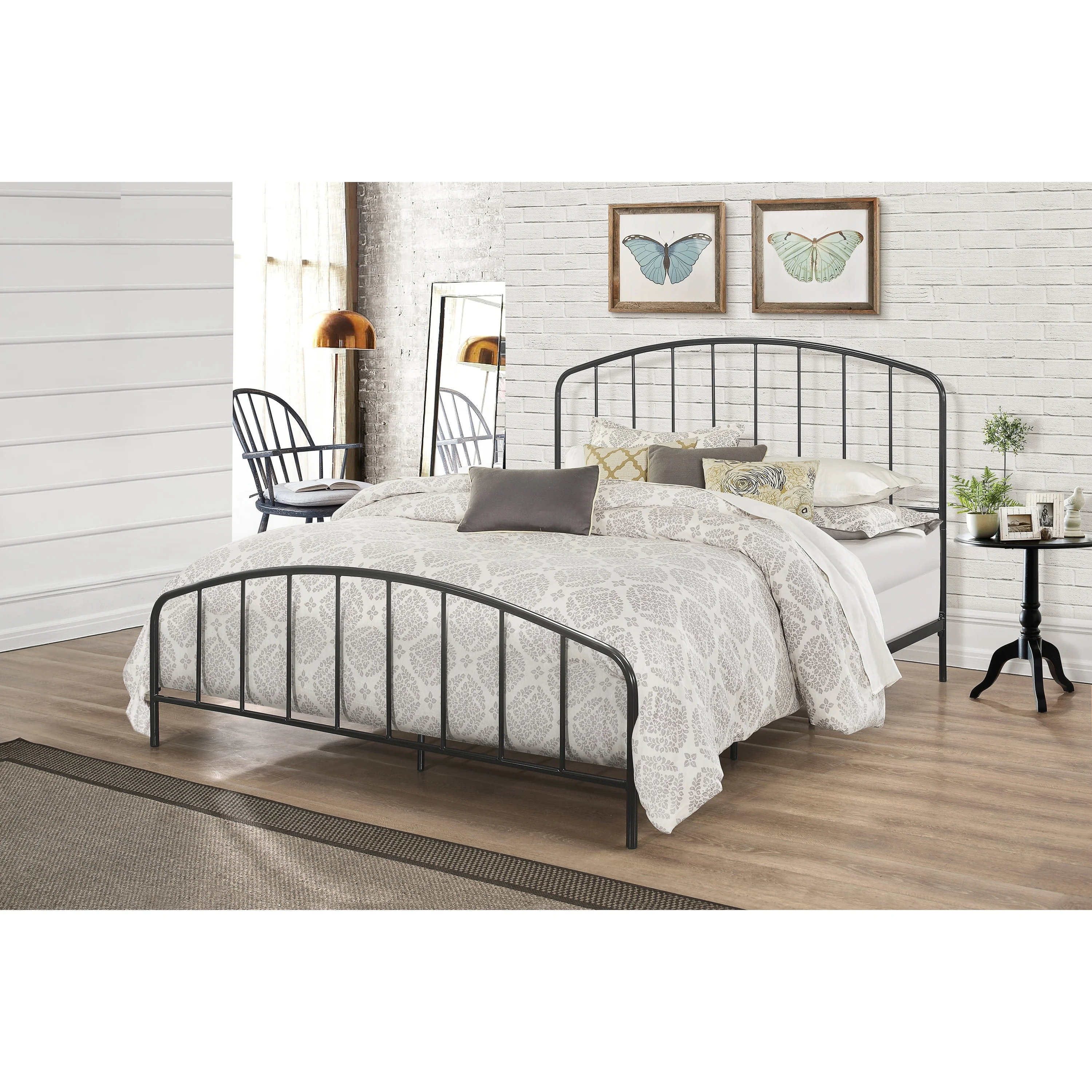 Carbon Loft  Cronkite Black Metal Bed with Arched Spindle Headboard King