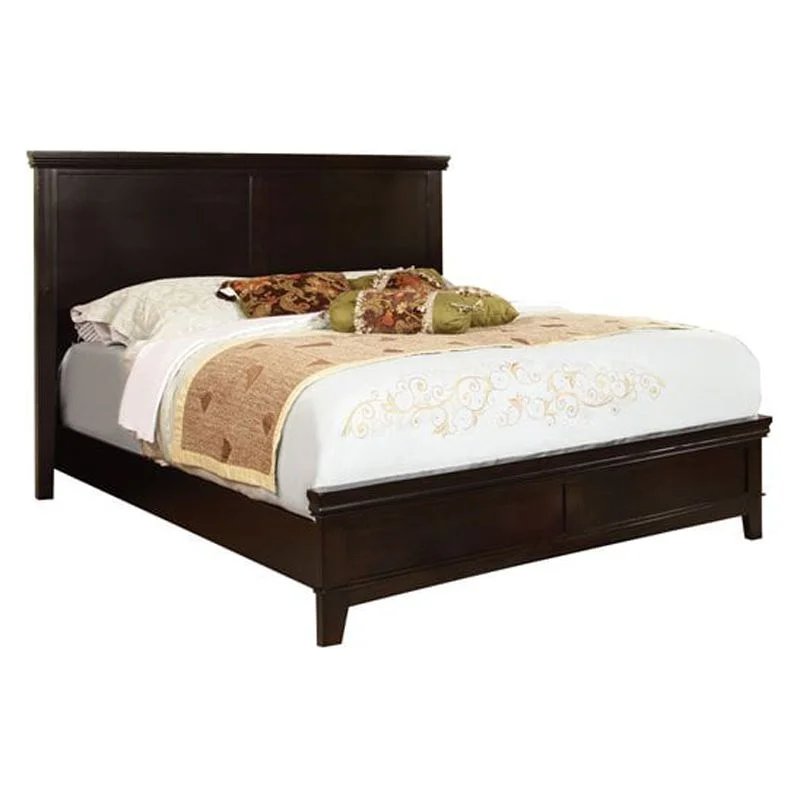 Bowery Hill 4pc Wood Bed Set-Cal King+ Nightstand+ Dresser+ Mirror in Espresso