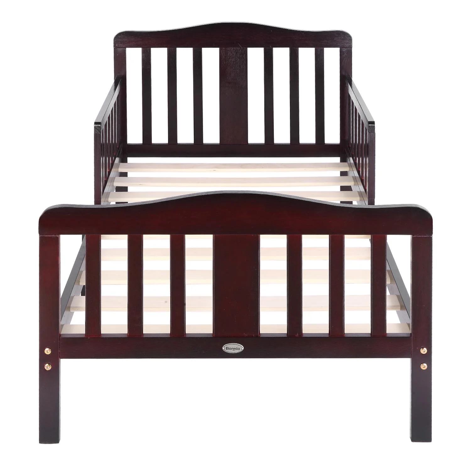 UBesGoo Toddler Bed, Wood Kids Bedframe Children Classic Sleeping Bedroom Furniture w/Safety Rail Fence (Cherry)