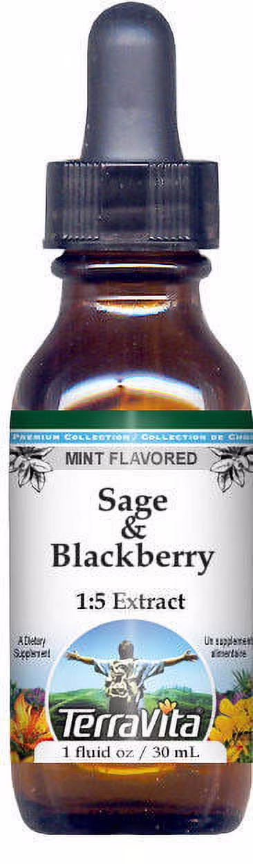 TerraVita Sage & Blackberry Glycerite Liquid Extract (1:5) - Mint Flavored, (Mint, 1 oz, 2-Pack, Zin: 522961)