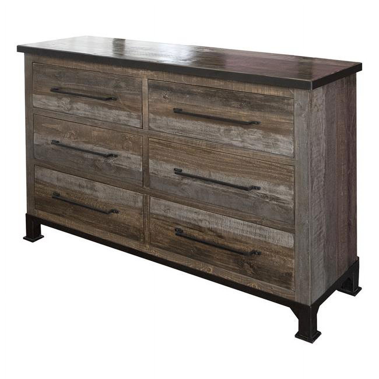 HomeRoots 524543 61 in. Brown Solid Wood Six Drawer Double Dresser
