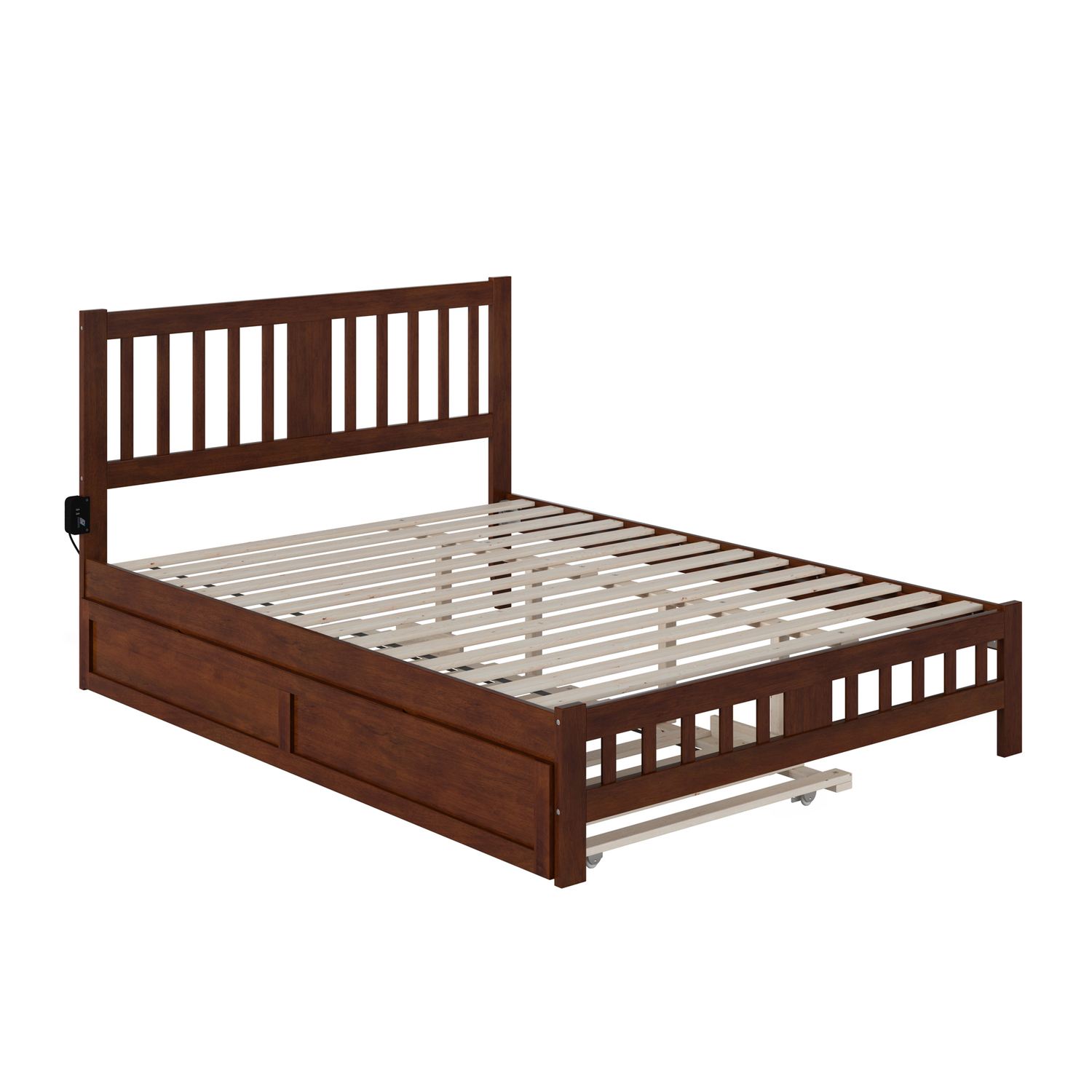 AFI Tahoe Wood Queen Bed with Footboard/Twin XL Trundle in Walnut
