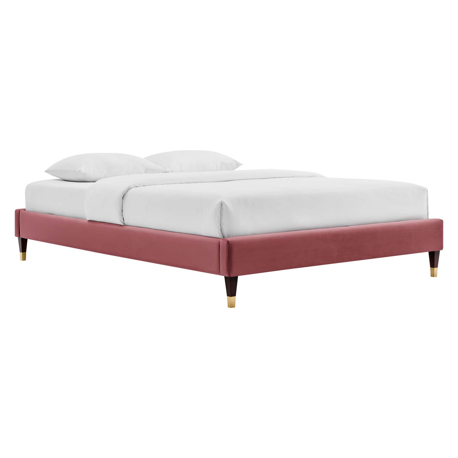 Modway Harlow Twin Performance Velvet Platform Bed Frame in Dusty Rose