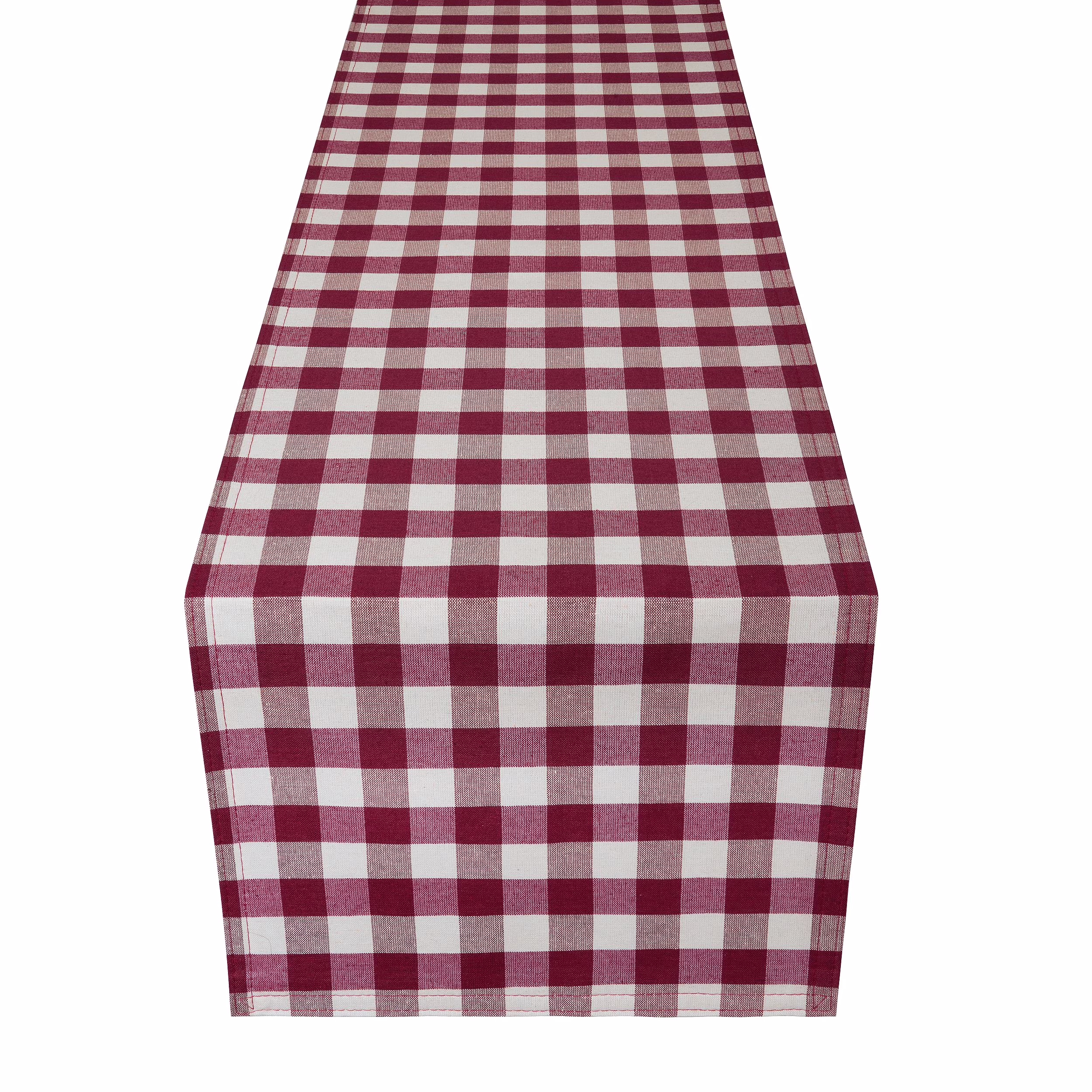Buffalo Check Plaid Table Runner - Burgundy - 13-in x 36-in