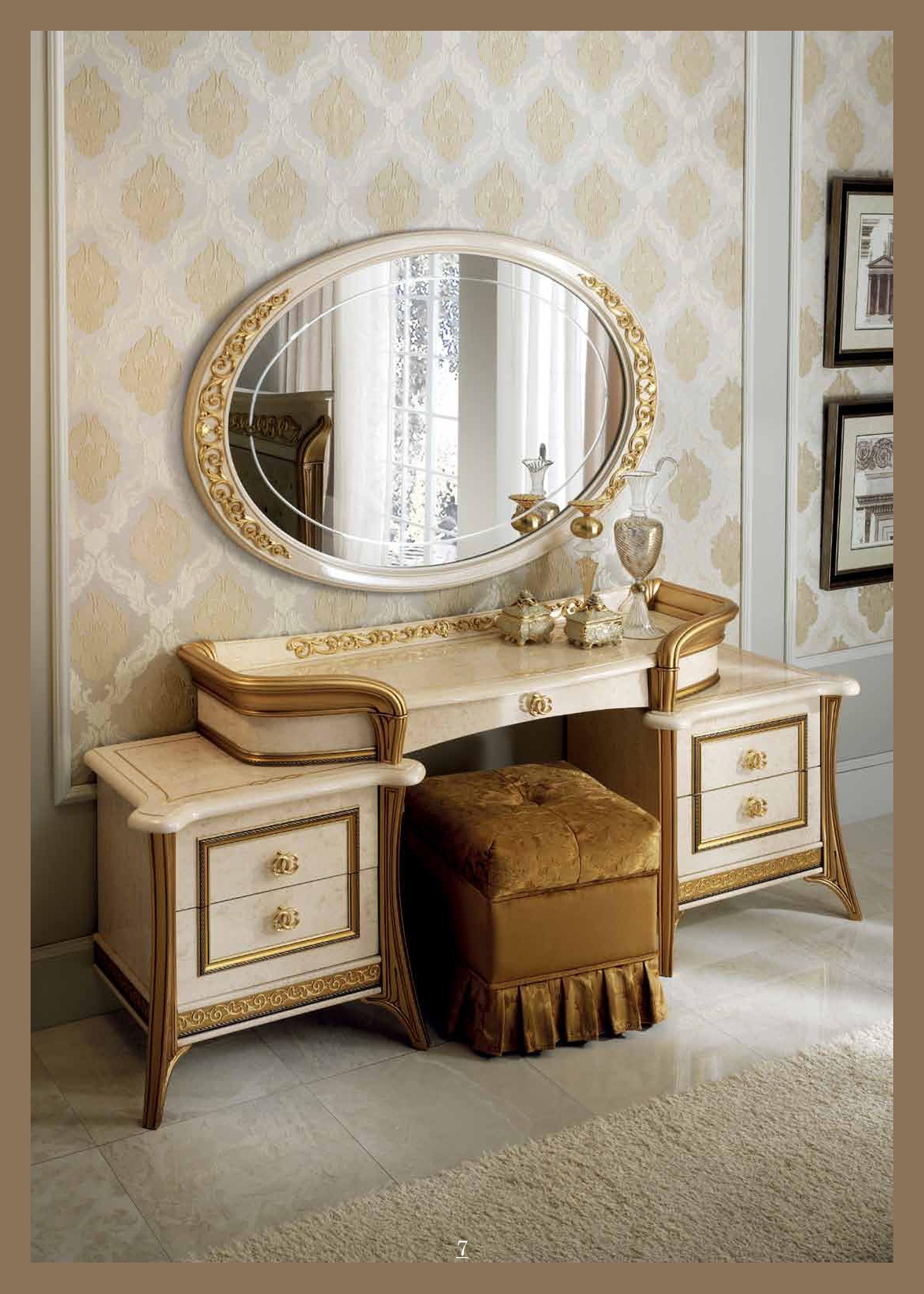Luxury Ivory & Carved Gold Vanity Dresser Set Melodia ESF Made in Italy Classic