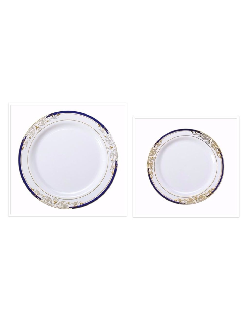 Signature Blu Collection White w/ Blue and Gold Victorian Style Border *Combo Plate Package for 20*