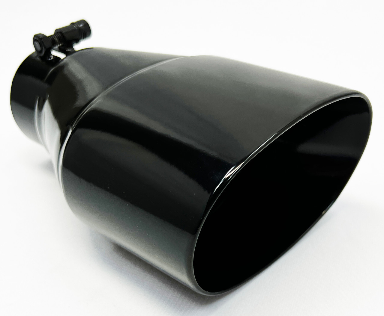 Exhaust Tip 3.00 Bolt On Inlet 5.50 X 3.50 OD Oval 8.00 Long WDWO5508-300-BOSS-GBK-SS Double Wall 304 Stainless Gloss Black Wesdon Exhaust Tip