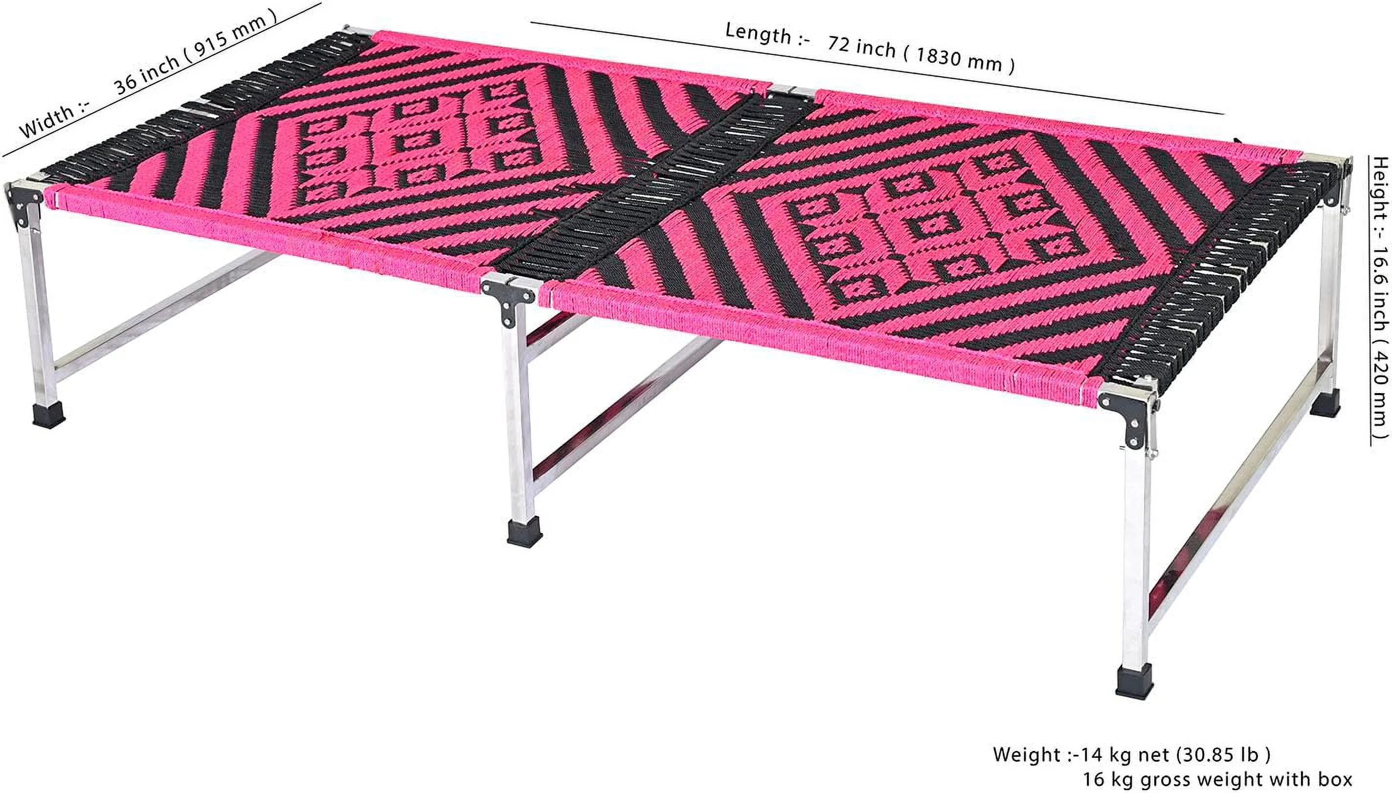 Stainless Steel Folding Charpai | Vintage-Inspired Sturdy Daybed | Vintage Design Comfortable Indian Charpai