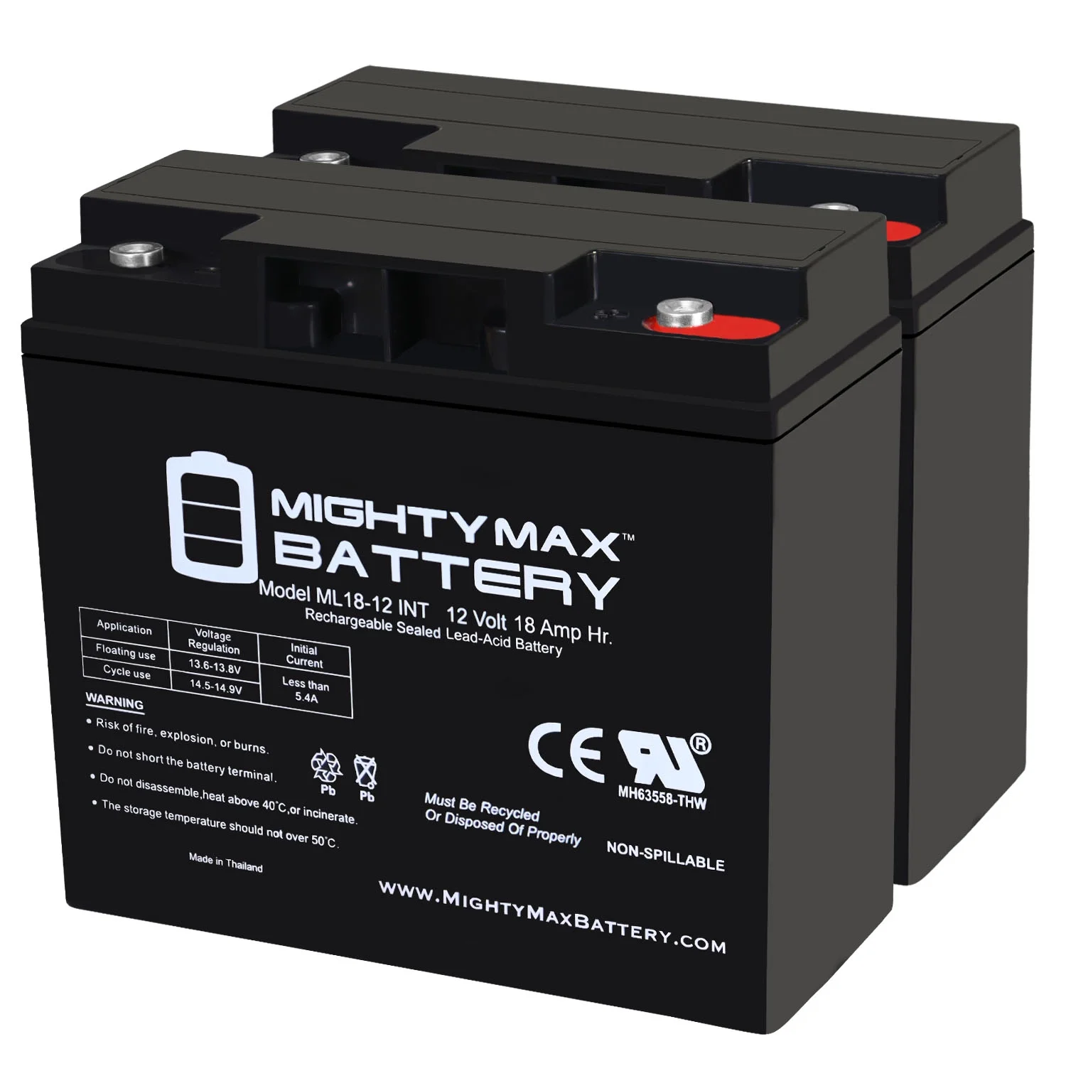 12V 18AH INT Replacement Battery for Stanley J45TK 450A JumpStarter Compressor - 2 Pack