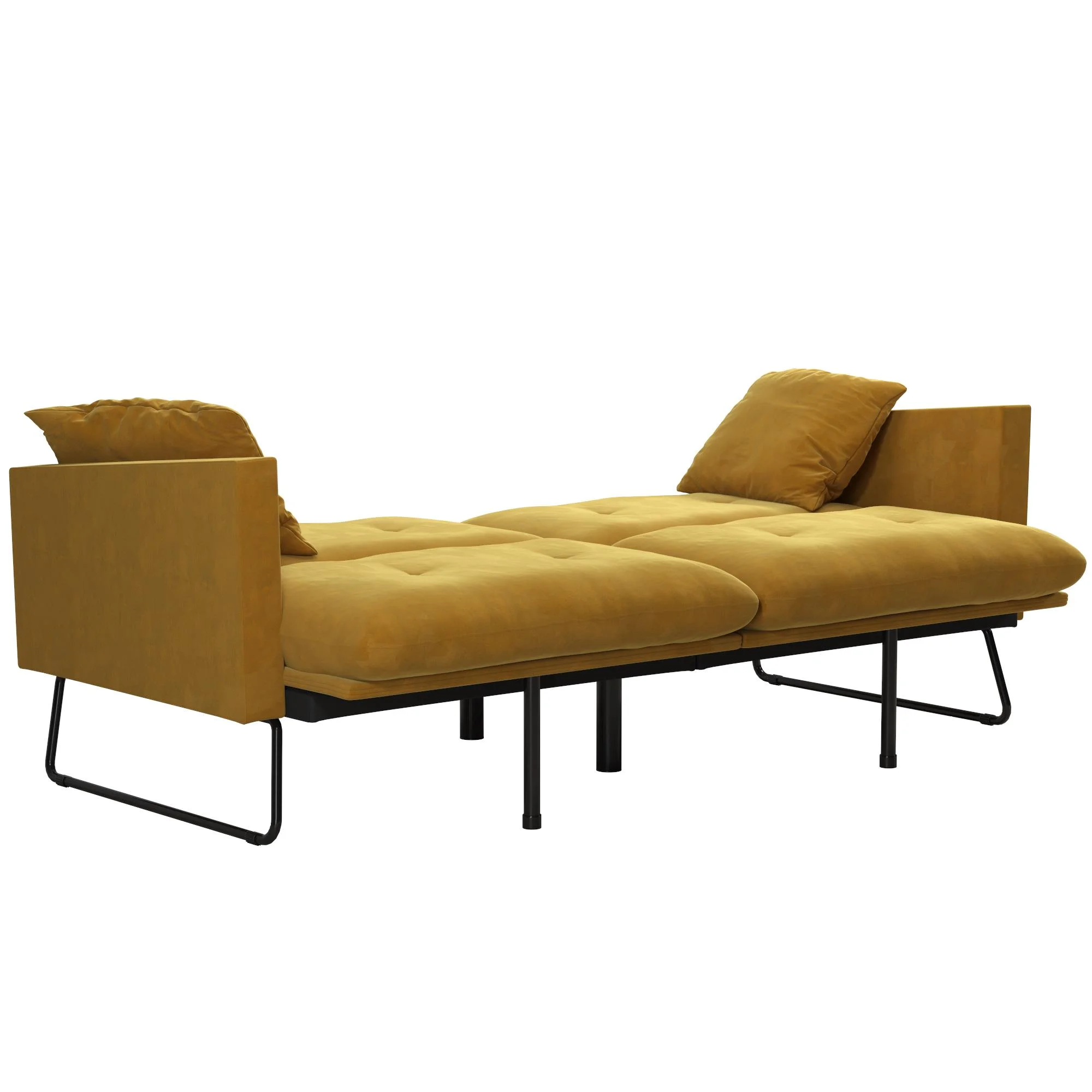 Mr. Kate Neely Futon with Bolster Pillows, Mustard Velvet