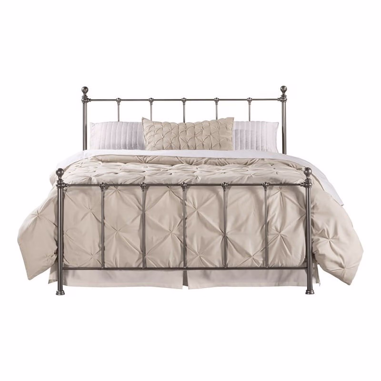 Hawthorne Collections Traditional Metal Queen Panel Bed in Black Steel