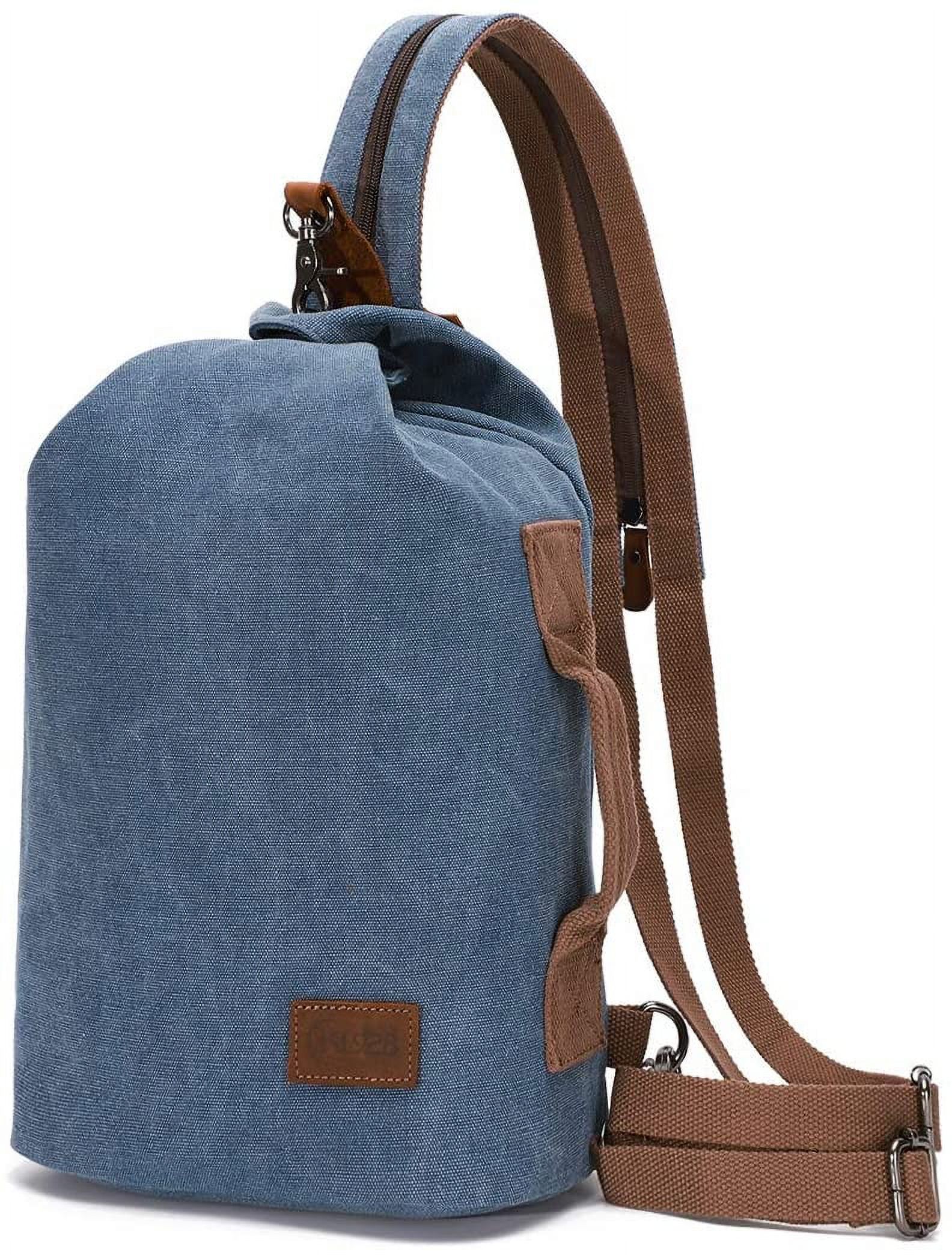 Canvas Sling Bag - Small Crossbody Backpack Shoulder Casual Daypack Rucksack for Men Women Outdoor Cycling Hiking Travel (KL6883-Blue)
