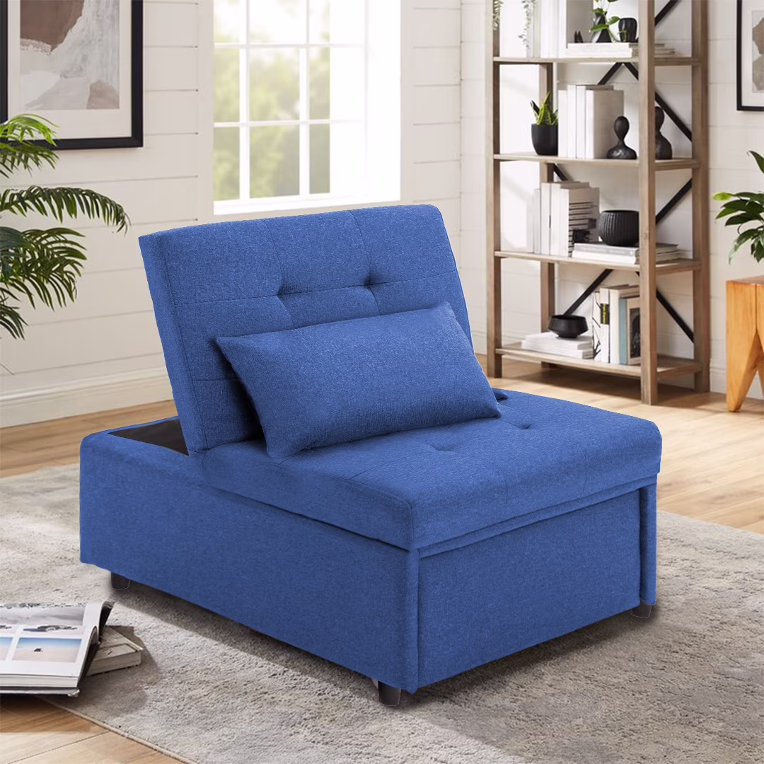 Prime Garden 3-in-1 Convertible Chair Sleeper Chair Sofa Bed,Dark Blue