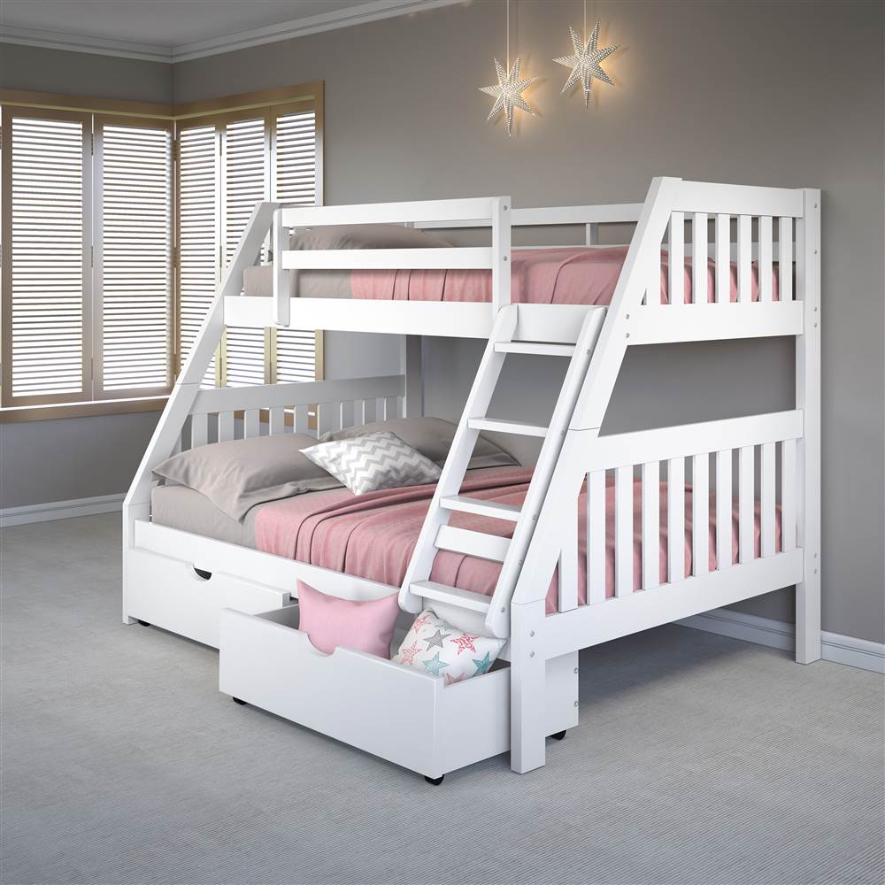 Donco Kids Twin/Full Mission Bunk Bed W/Dual Under Bed Drawers