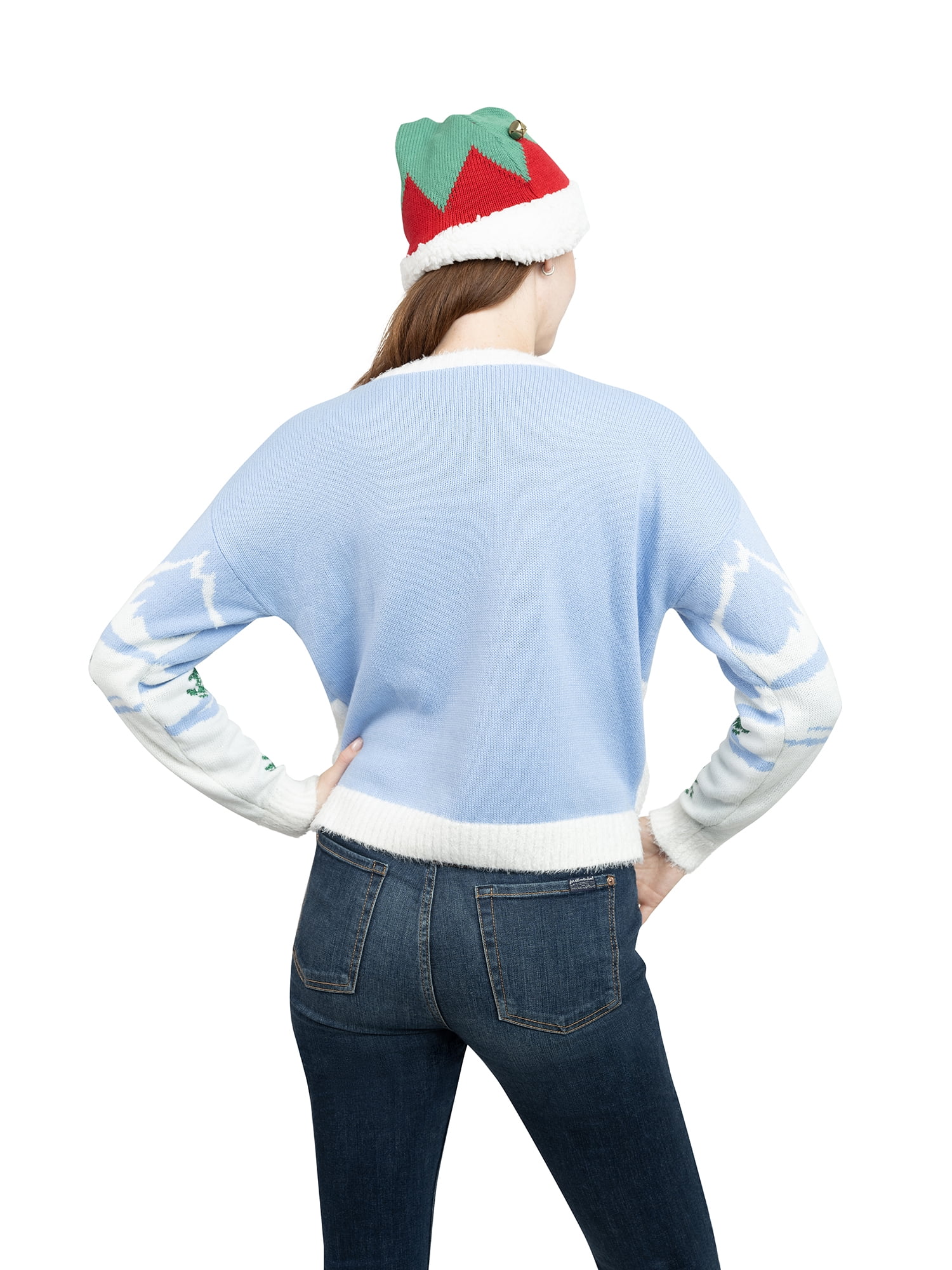 Jollidays Women's Elf & Friends Llama Ugly Christmas Sweater