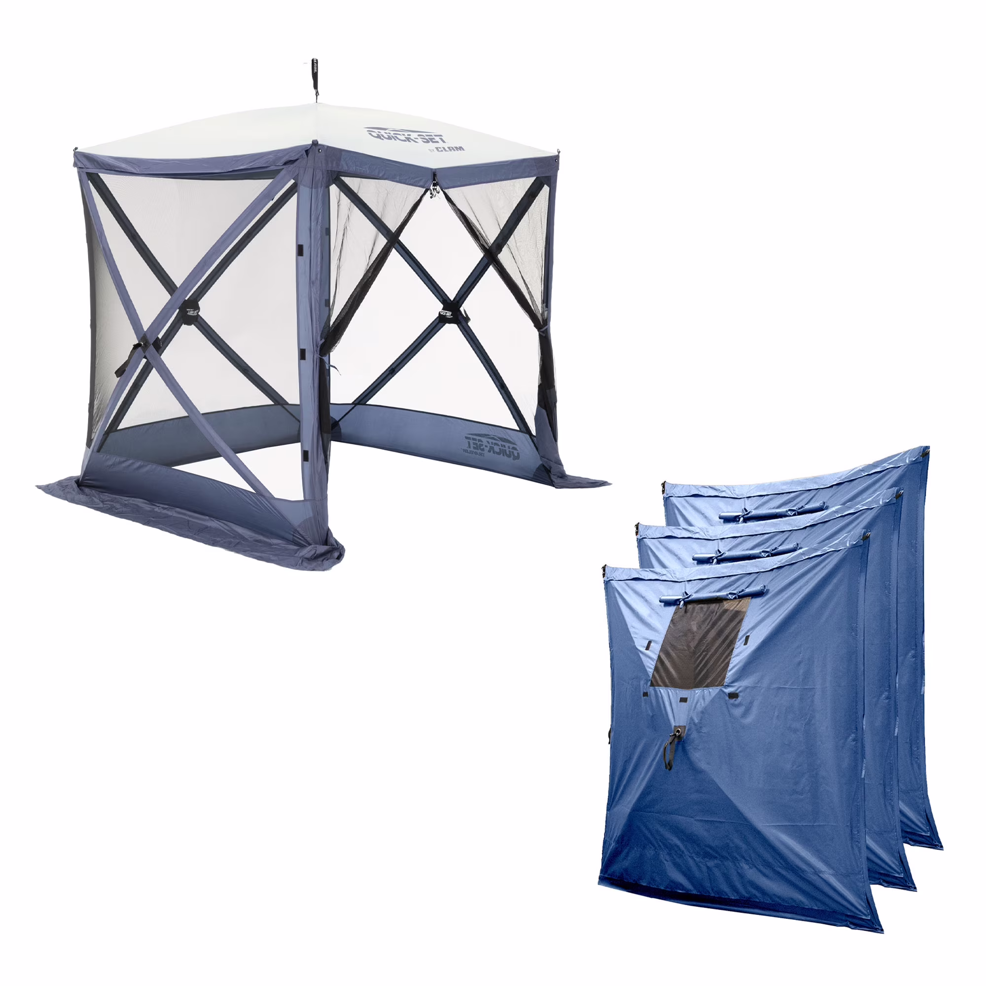 CLAM Quick Set Traveler Canopy + Clam Quick Set Screen, Blue (3 Pack)