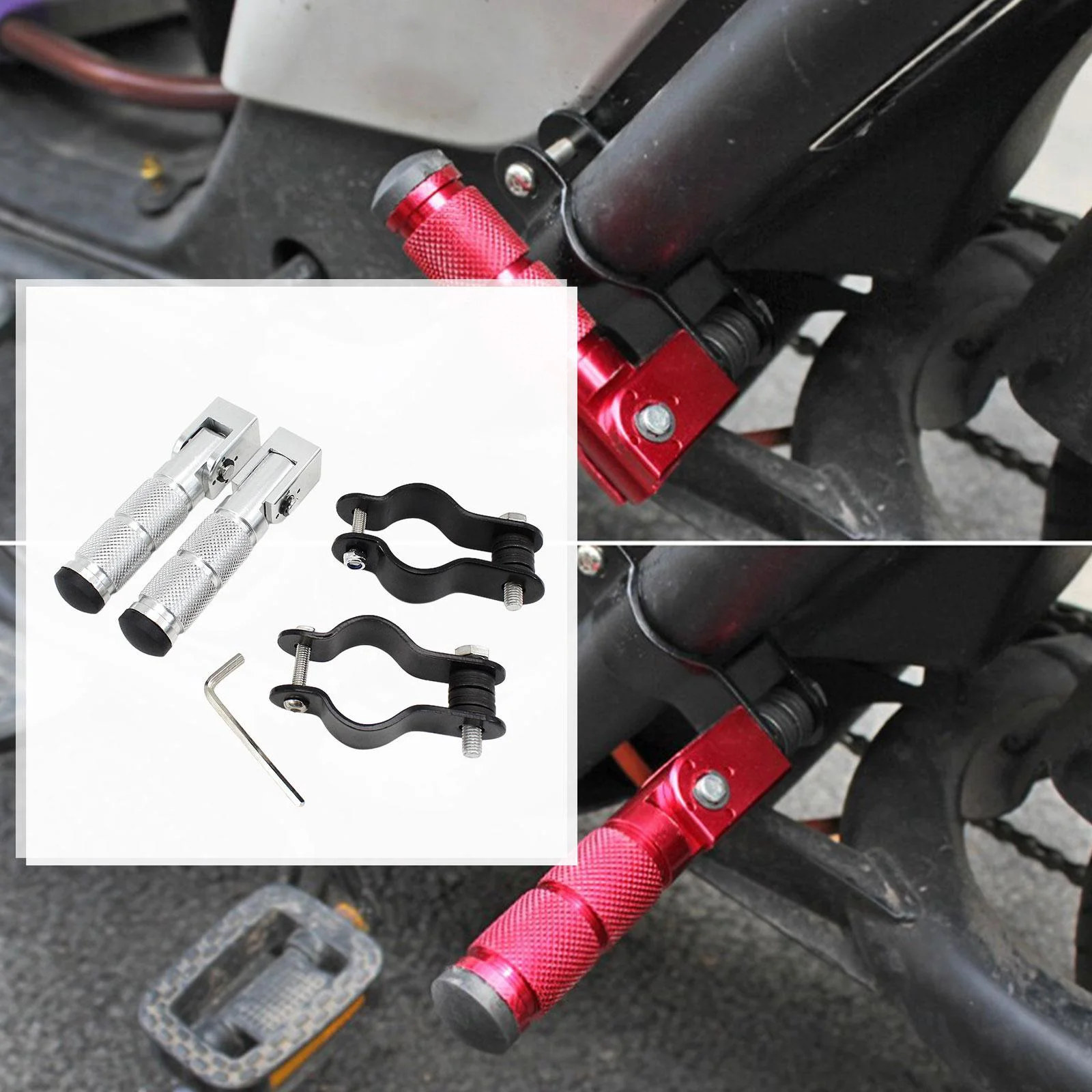 Stylish Universal Foot Pegs Folding Non-Slip Footpeg with Brackets Bicycles