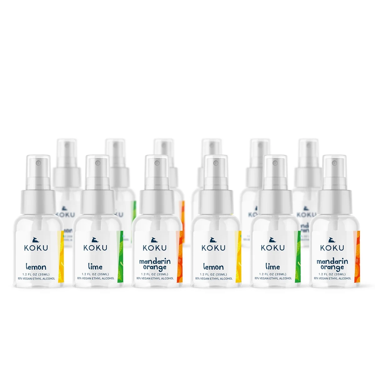 Citrus Set 5 - Pack of 12 Lemon-Lime-Mandarin Orange Scented Hand Sanitizer Spray 12x1.2 Fl. Oz. (Four of Each)