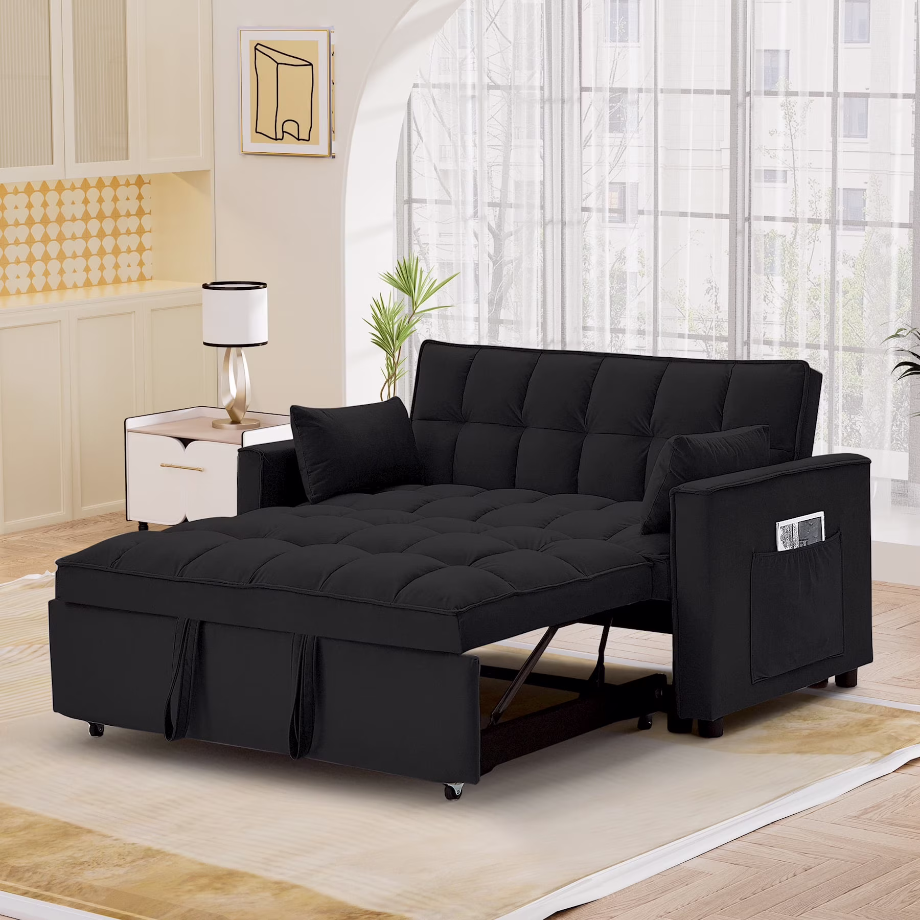 Convertible Sofa Bed with Pull Out Sofa Bed,55