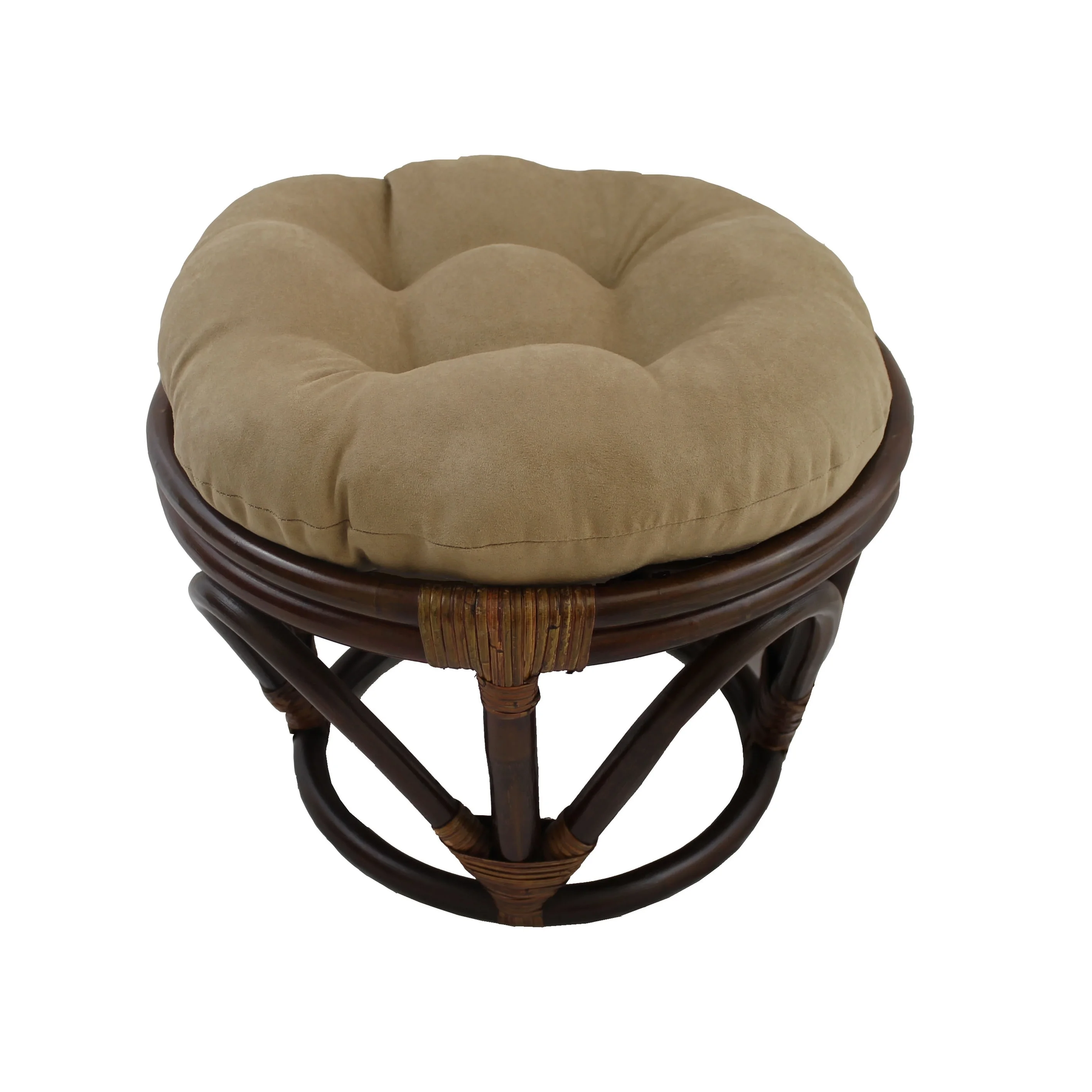 International Caravan  Bali Papasan Footstool with Microsuede Cushion