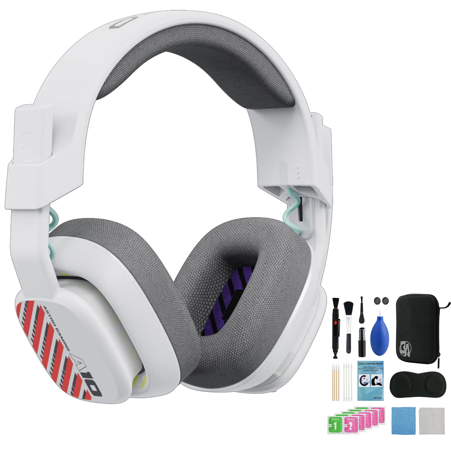 Astro Gaming A10 Gen 2 Wired Stereo Over-the-Ear Gaming Headset White With Bolt Axtion Cleaning Kit Bundle Like New