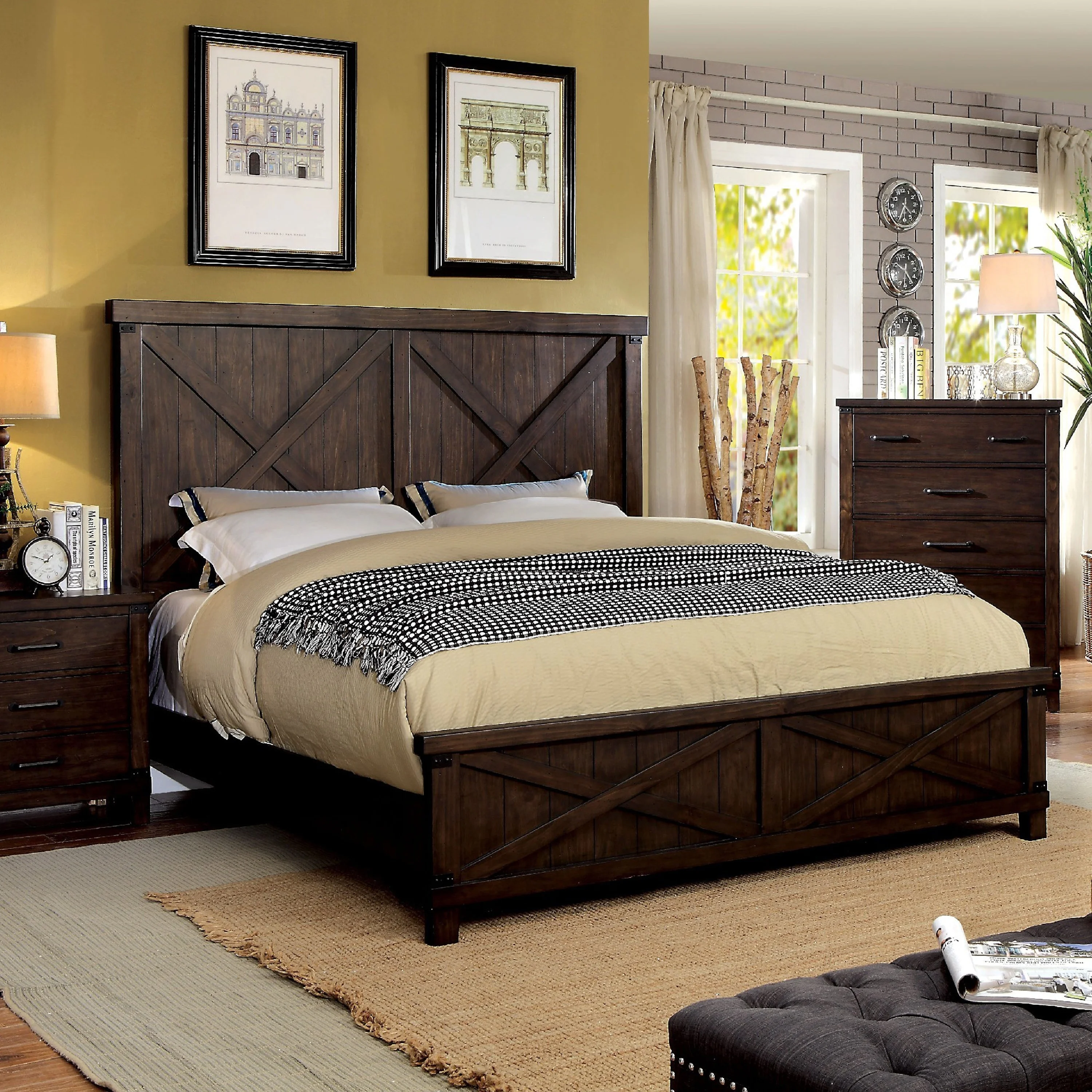 The Gray Barn  Epona Farmhouse Dark Walnut Wood Bed Eastern King