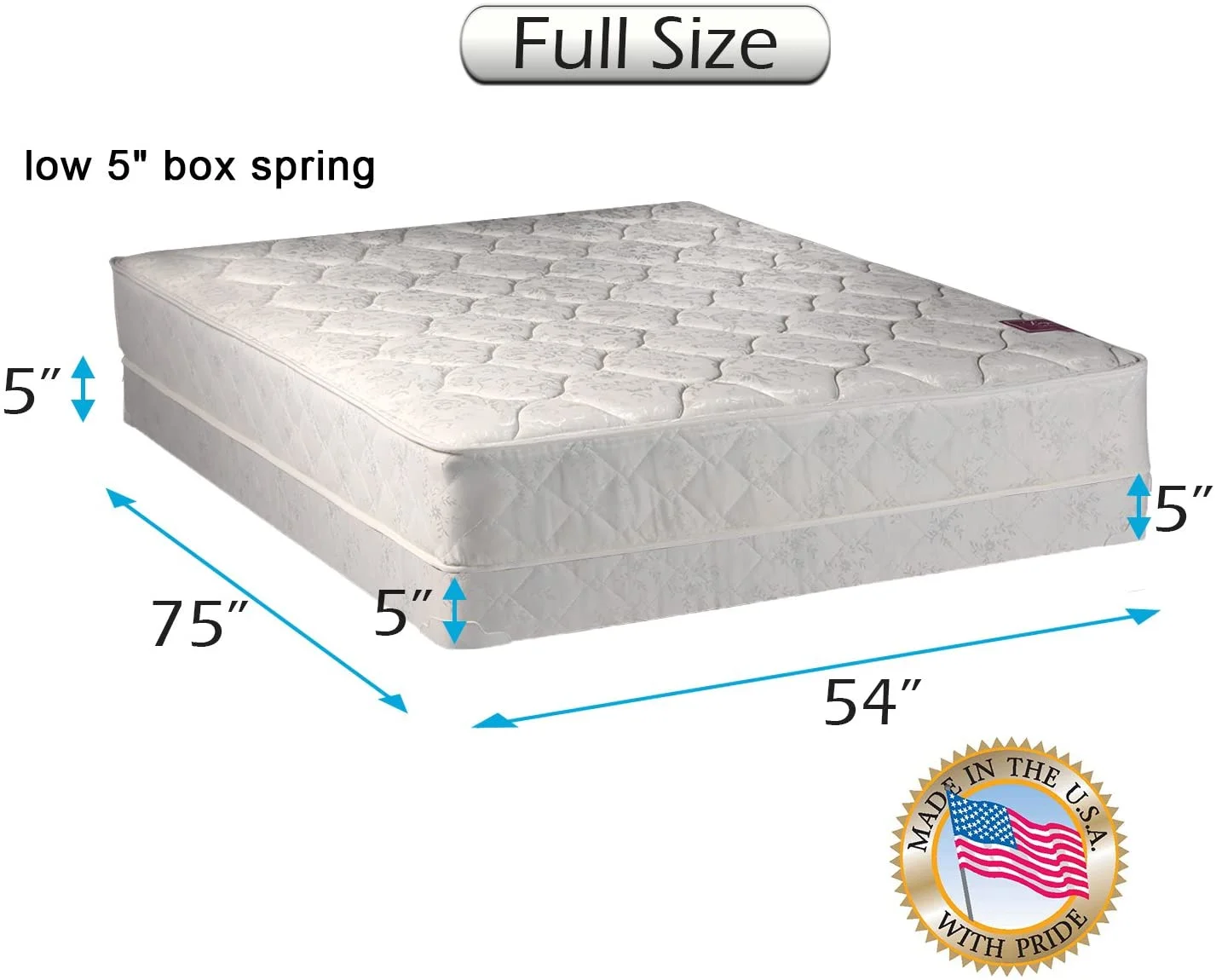 Dream Solutions USA Legacy 8 in Innerspring Mattress and Box Spring Set, Full