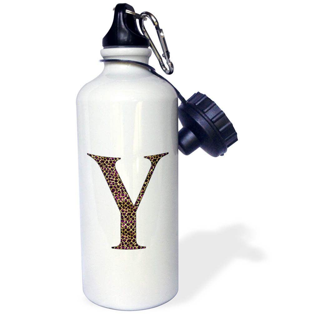 Glam Image Of Gold and Purple Leopard Spots Monogram Initial Y 21 oz Sports Water Bottle wb-340823-1