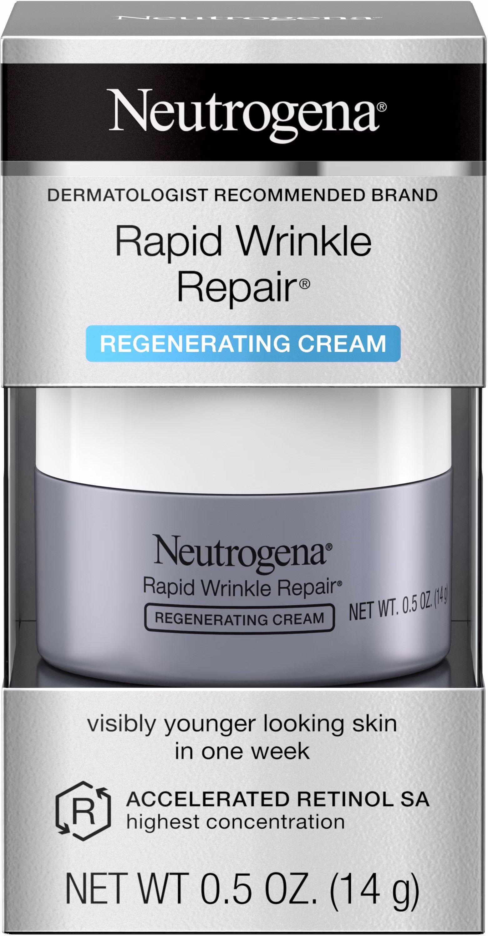 2 Pack - Neutrogena  Rapid Wrinkle Repair Retinol & Hyaluronic Acid Face Cream, Mini Size 5.0 oz