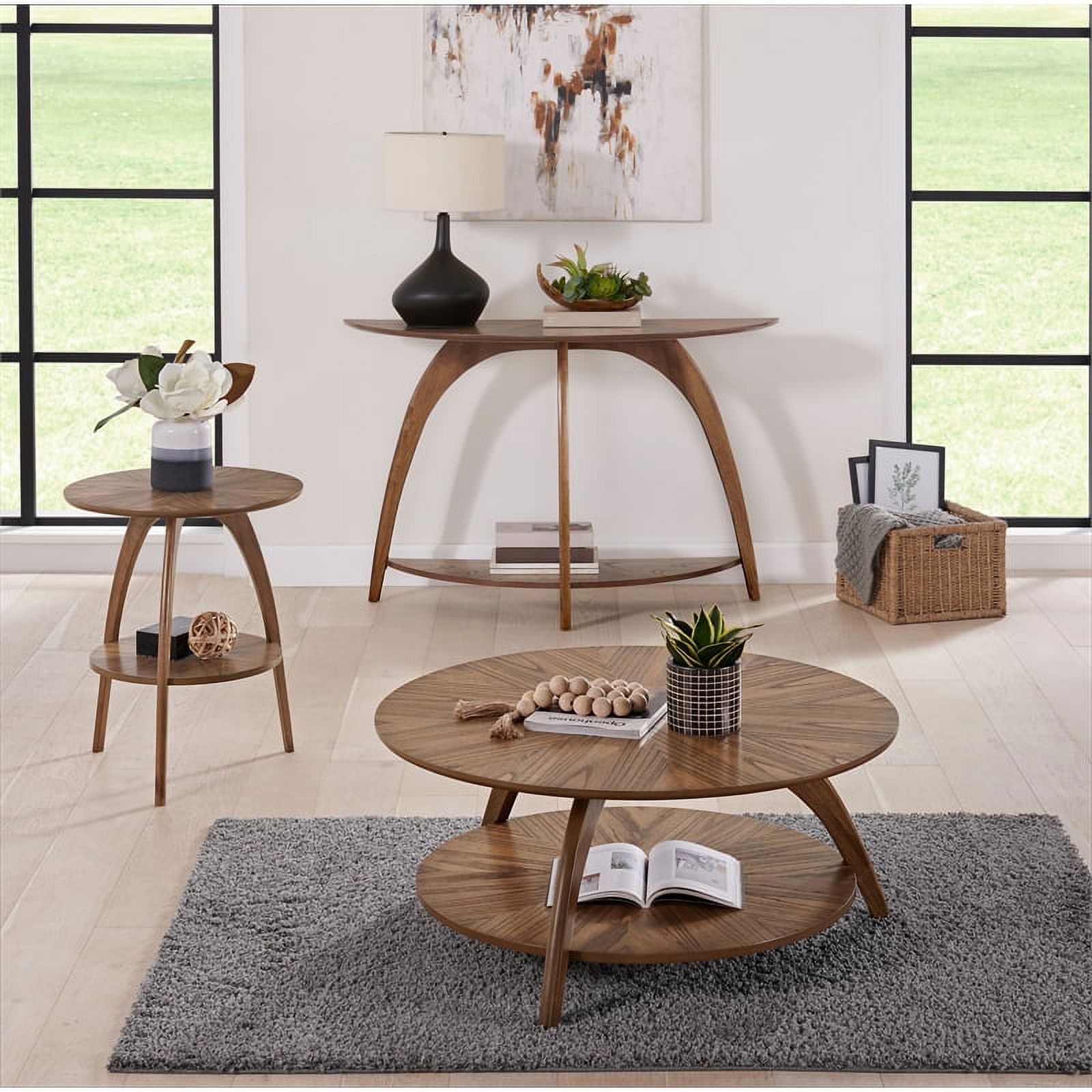Martin Svensson Home LAX Round Wood Coffee Table in Warm Nutmeg Brown