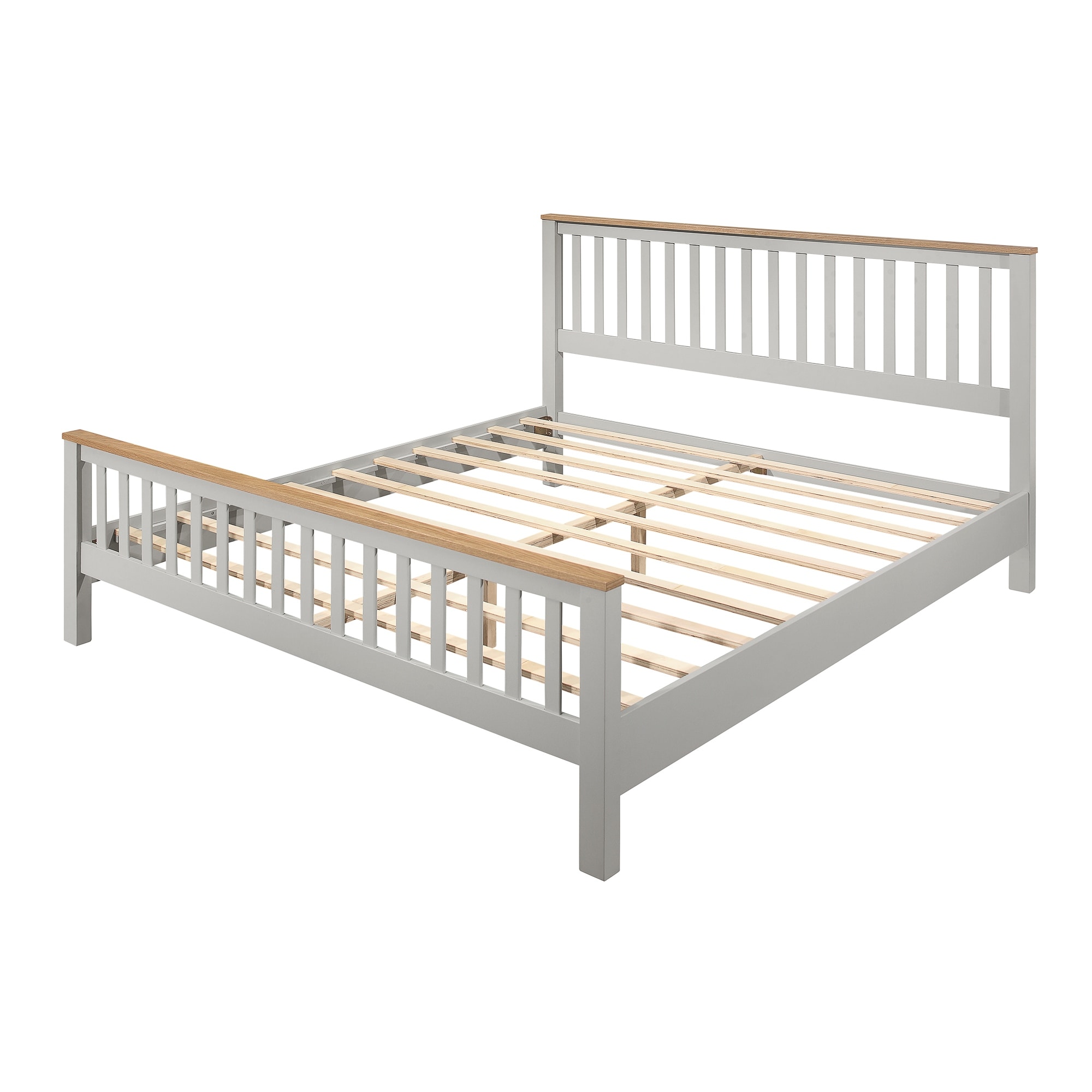 King Platform Bed Solid Wood Single Bed Frame with Headboard&Footboard