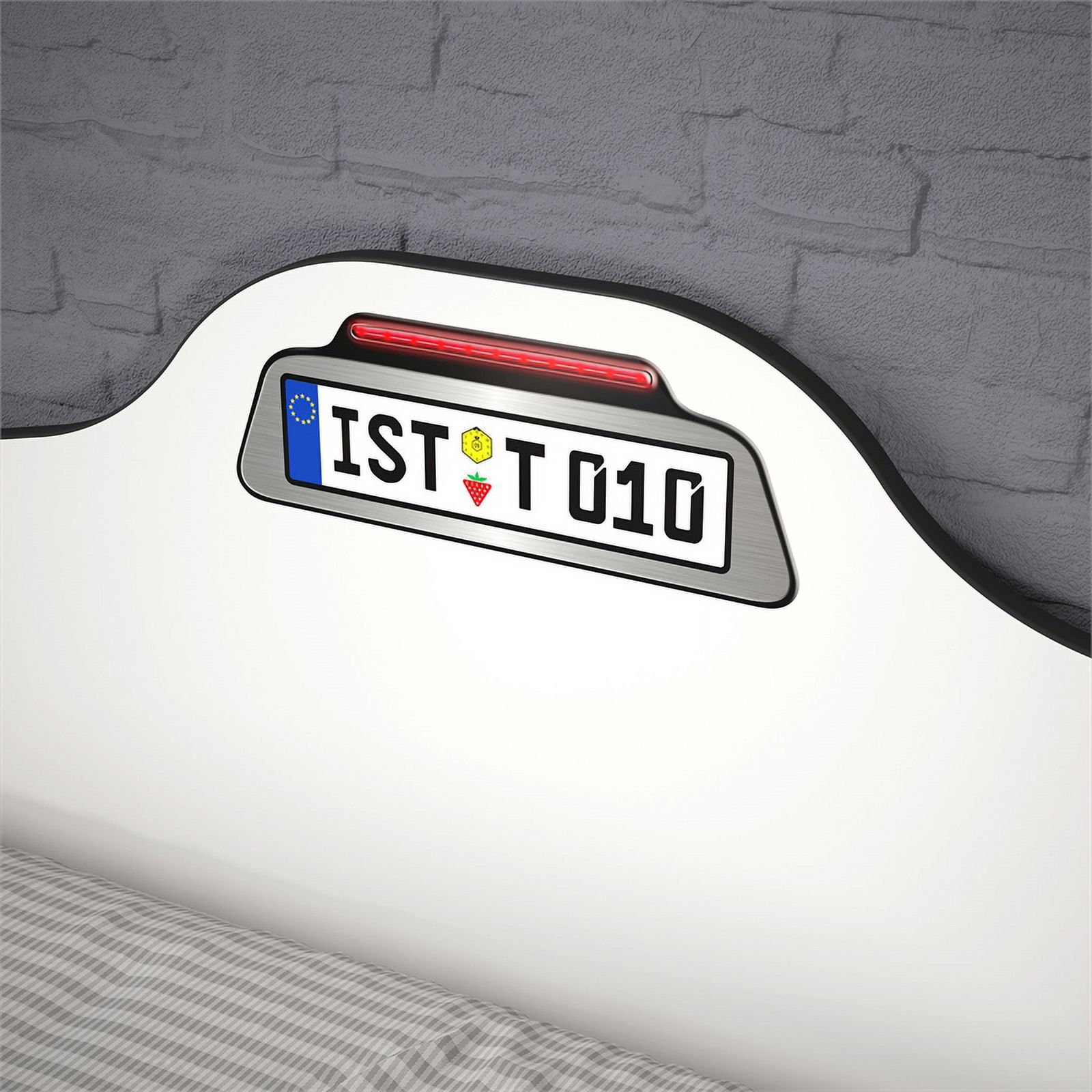 Cilek Kids Room Race Cup Wood Twin Car Bed with Cool Details in White