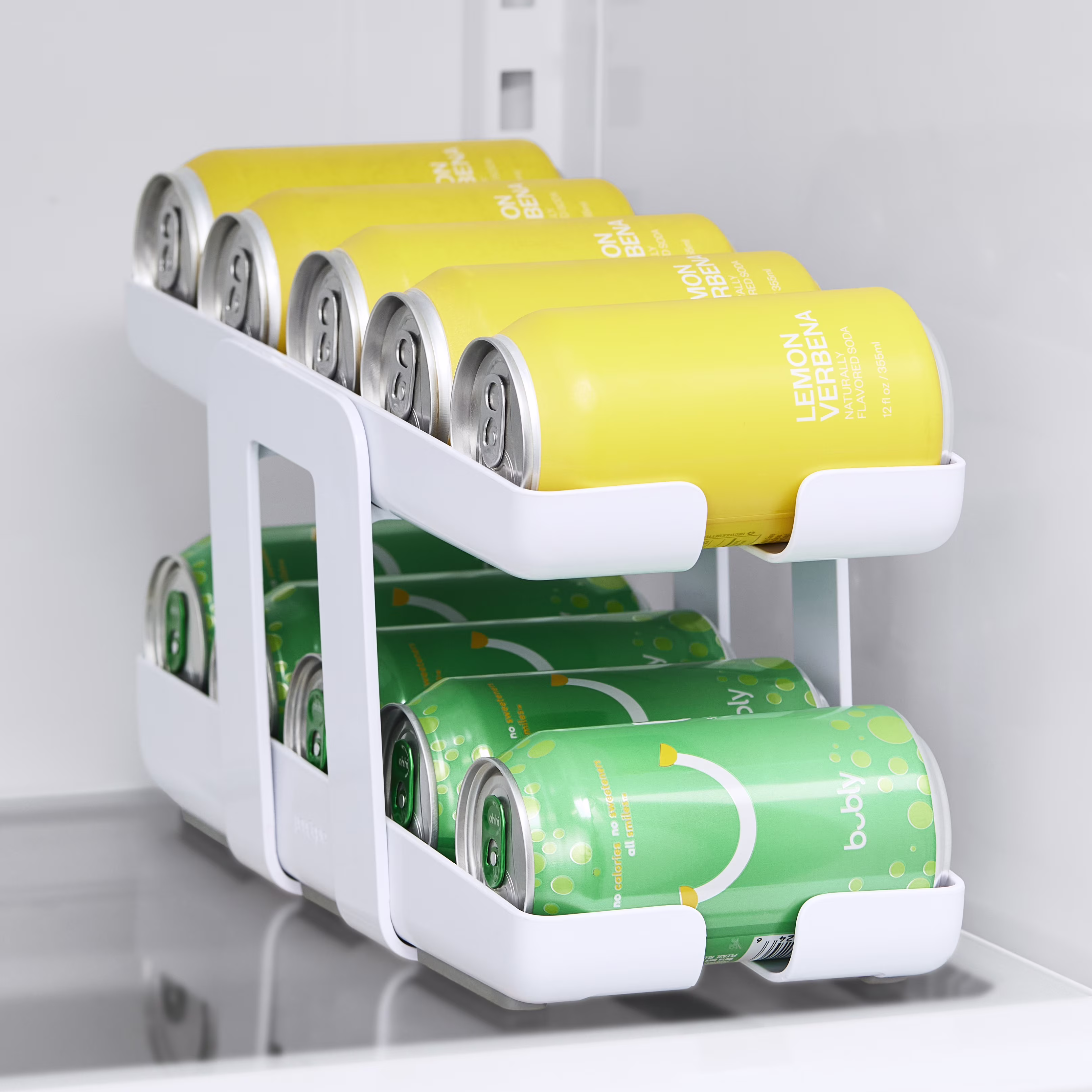 YouCopia RollDown® Beverage Can Dispenser, Space-Saving 2-Tier Drink Organizer for Fridge Storage