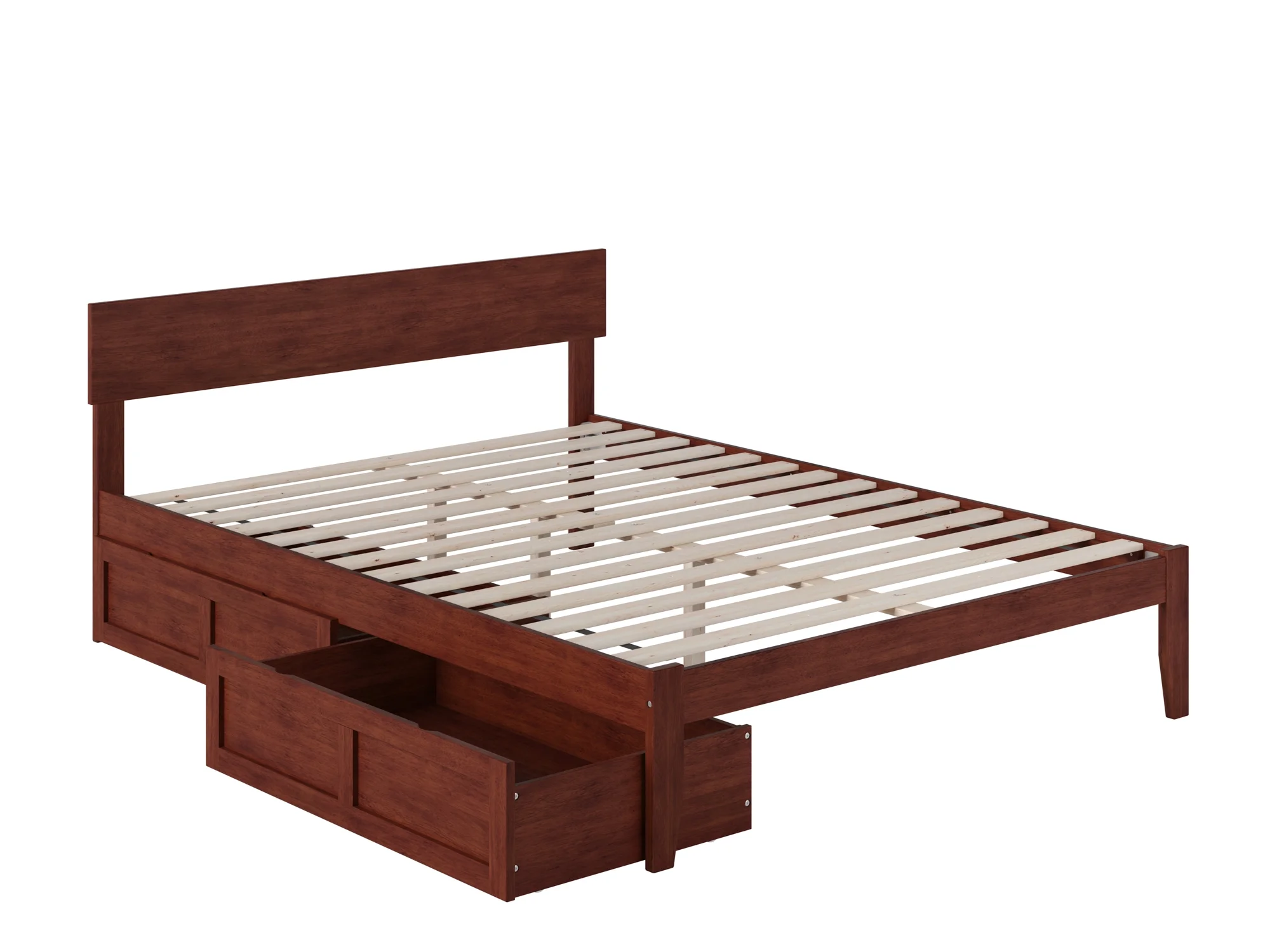 Boston Queen Bed with 2 Extra Long Drawers in Walnut