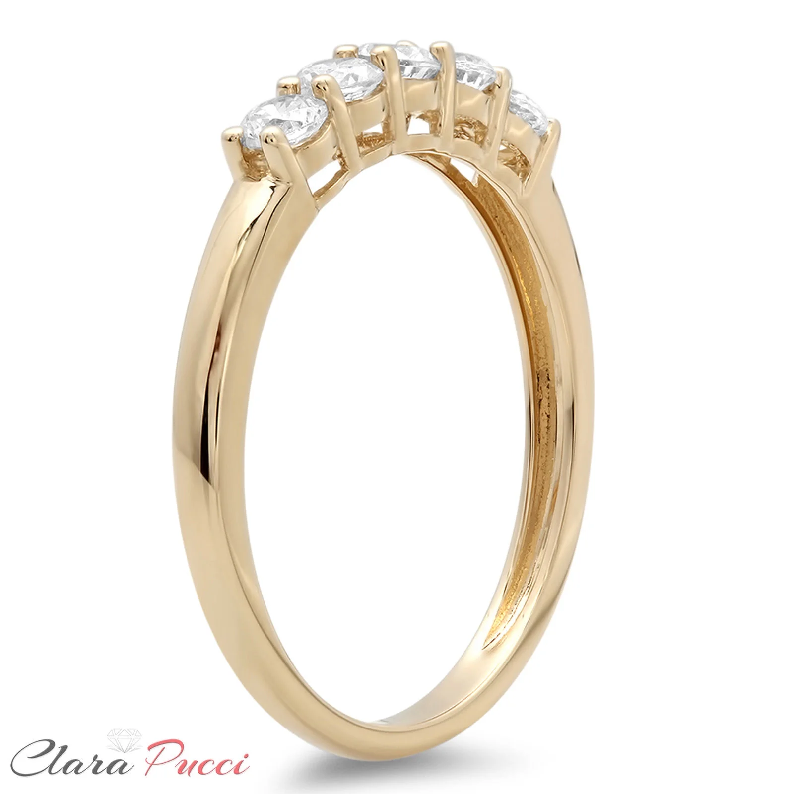 0.4 ct Round Cut Clear Simulated Diamond Precious Gemstone 18K Yellow Gold Customizable Robotic Laser Engraving Stackable Everlasting Unique Art Deco Statement Engagement Wedding Ring Band Size 8.5