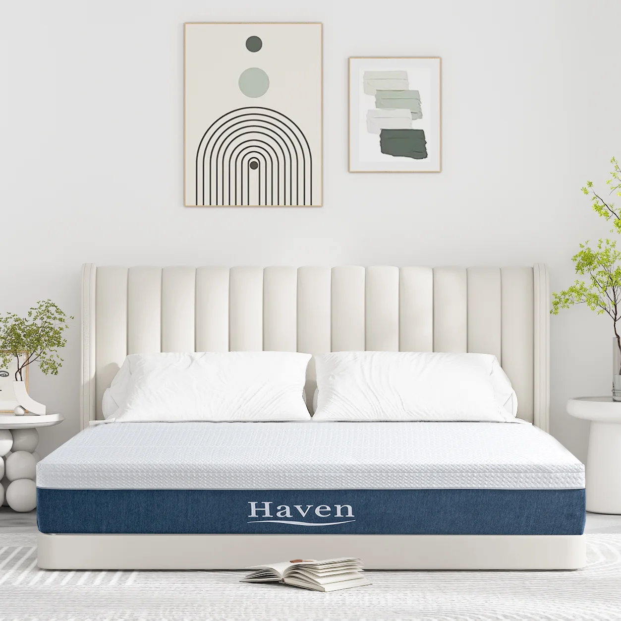 Queen Mattress, 12 inch Memory Foam Mattress, Medium Firm Cool Gel Foam Mattress with Breathable Soft Fabric Cover, Made in USA,White