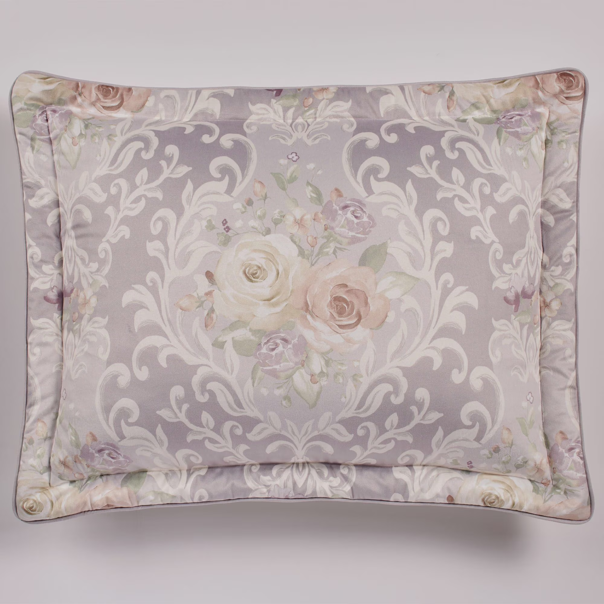 Romantica Collection - Piped Sham - Wisteria - Shabby Chic Style - Matching Decorative Pillows for Bedroom - Romantic Floral Shams Sham Tlrd King