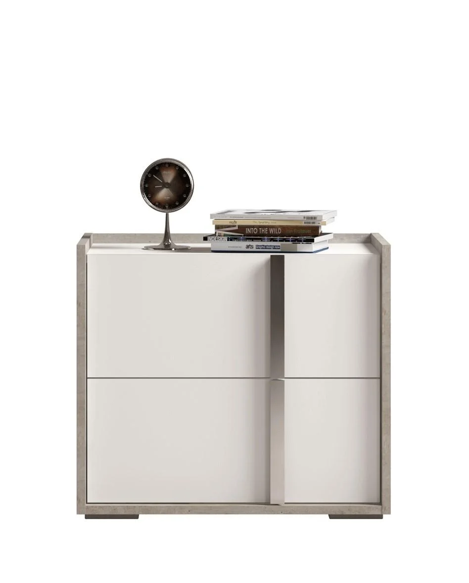 White & Grey Eco Stone King Bed & 2 Nightstands Modern Made in Italy Soflex Trevis