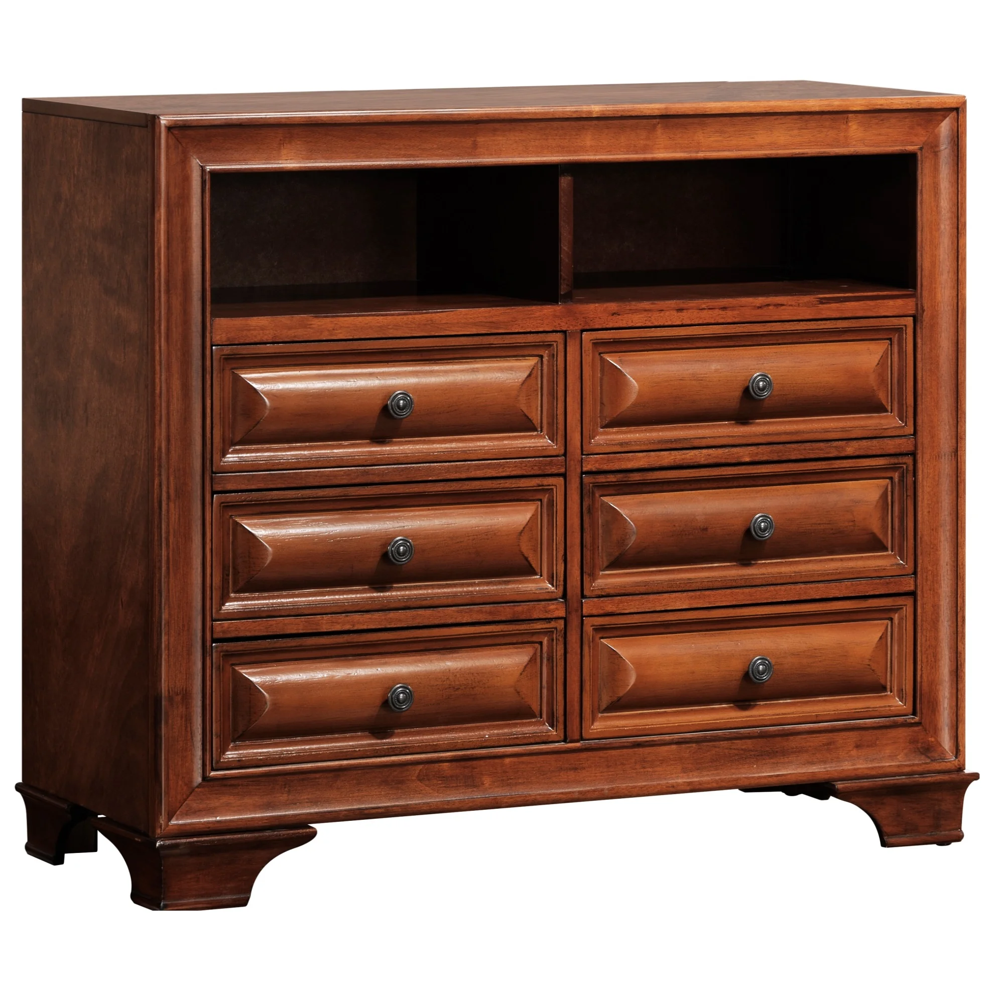 Passion Furniture  36 x 42 x 17 in. Lavita 6-Drawer Chest of Drawers, Oak