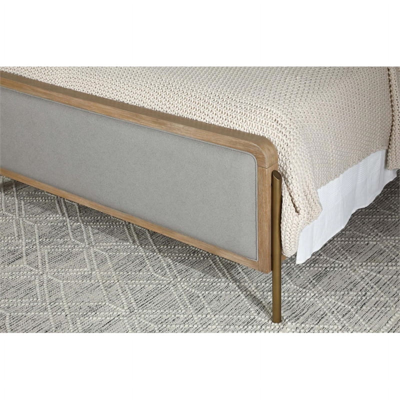 Pemberly Row Upholstered Fabric Queen Panel Bed in Sand Wash and Gray