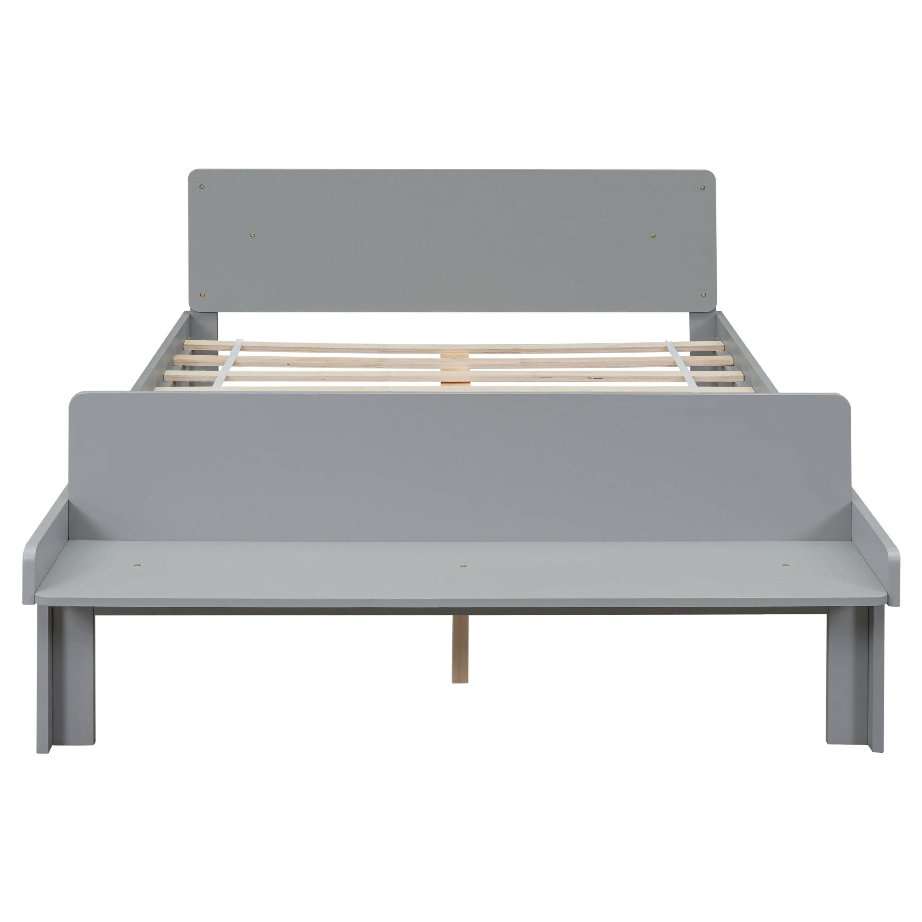 Bedside stool ,Full Bed with Footboard Bench,Grey