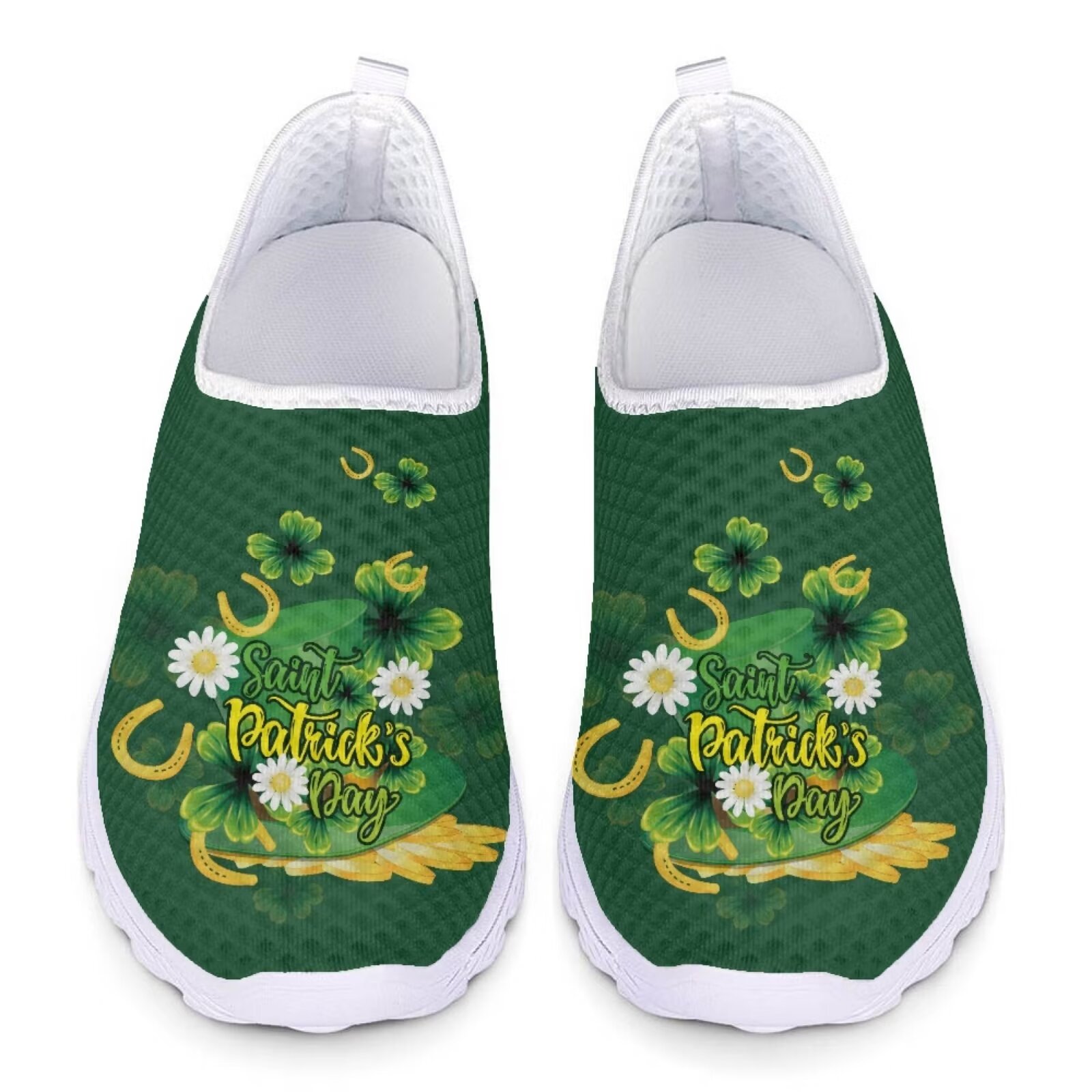 Pzuqiu Wear Resistant Mesh Slip on Shoes for Women Size 7 Summer Shoes, Daisy Floral Outdoor Beach Sandals for Travel Yoga Driving Shopping Breathable Road Running Shoes Trainers, Green Festival