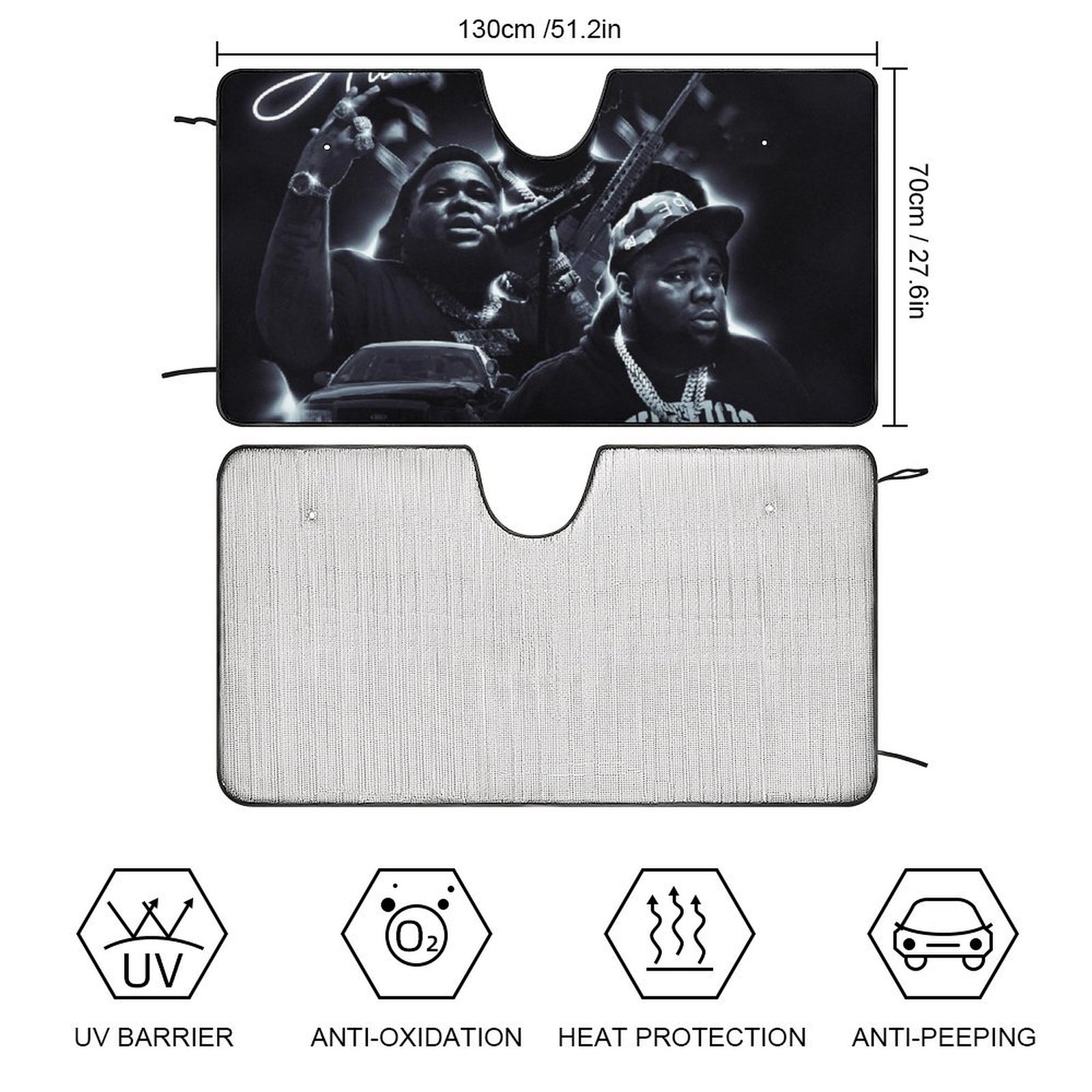 Rod Wave Alone Car Windshield Sunshade Accessories Umbrella Foldable Reflective Sun Visor Front Window Cover Protector