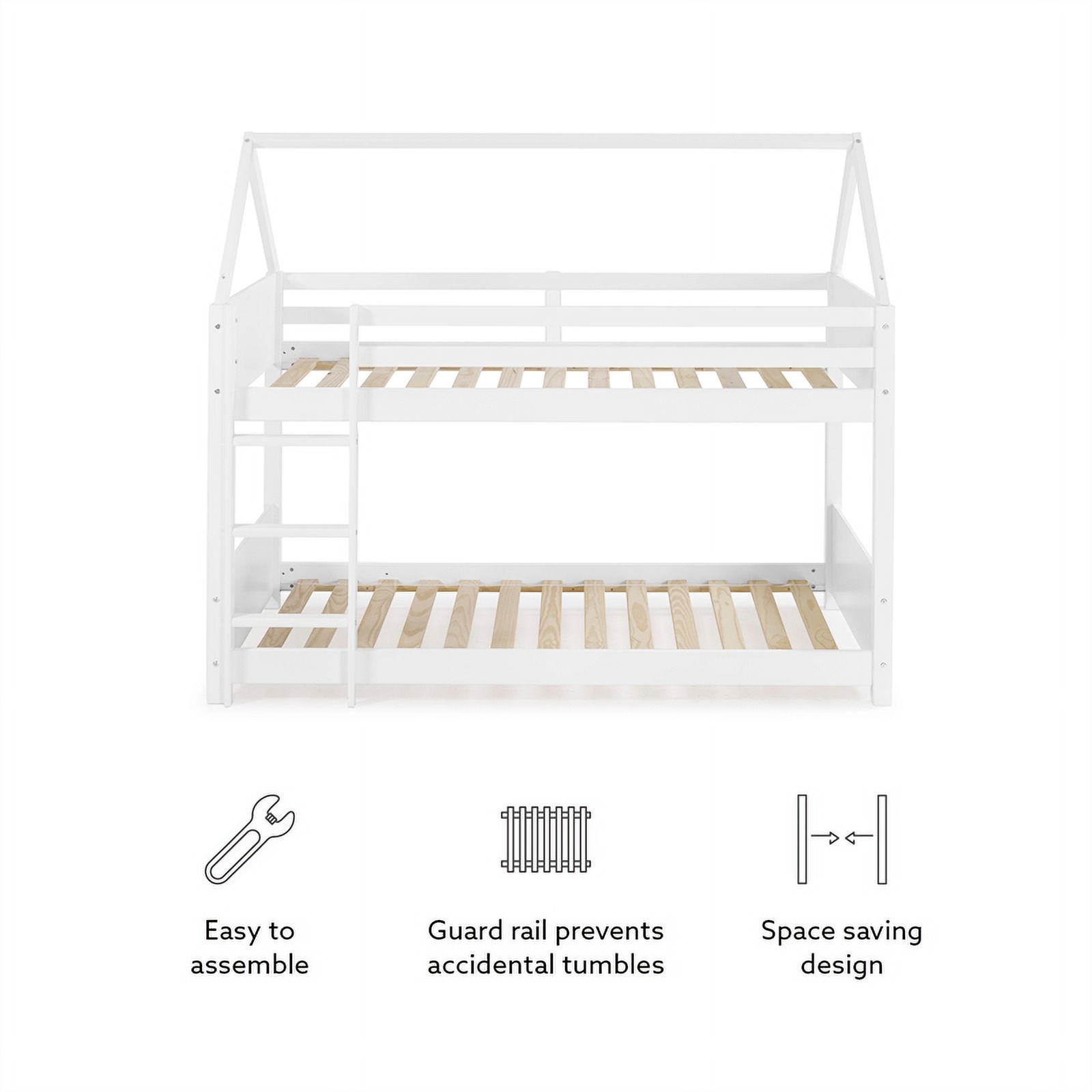 Linon Merritt Wood Twin Bunkbed in White