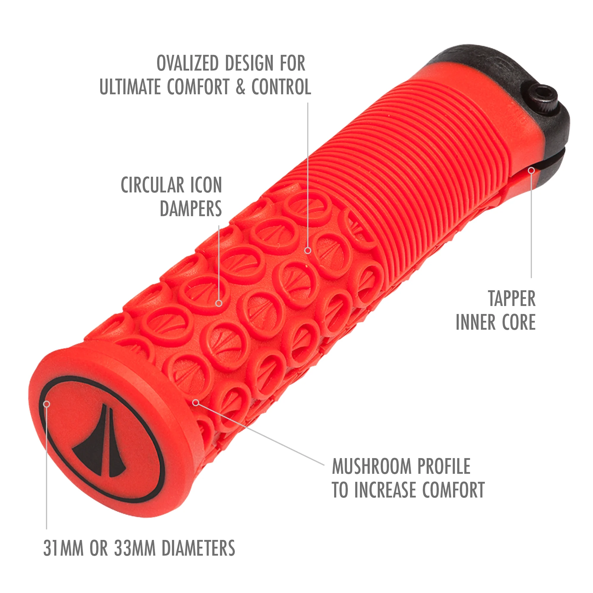 SDG Components, Thrice 31, Grips, 136mm, Red, Pair