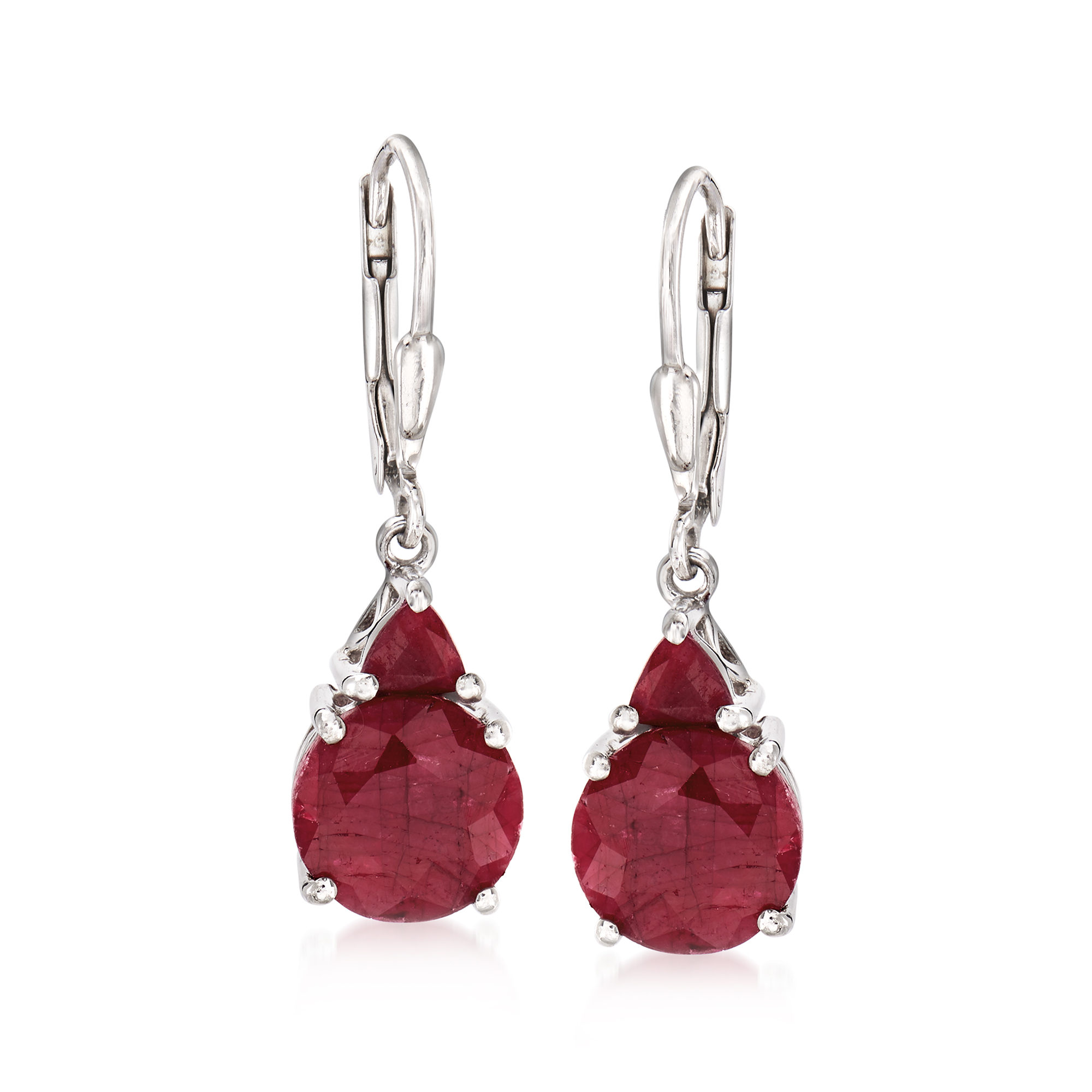 Ross-Simons 6.50 ct. t.w. Ruby Drop Earrings in Sterling Silver, Women's, Adult